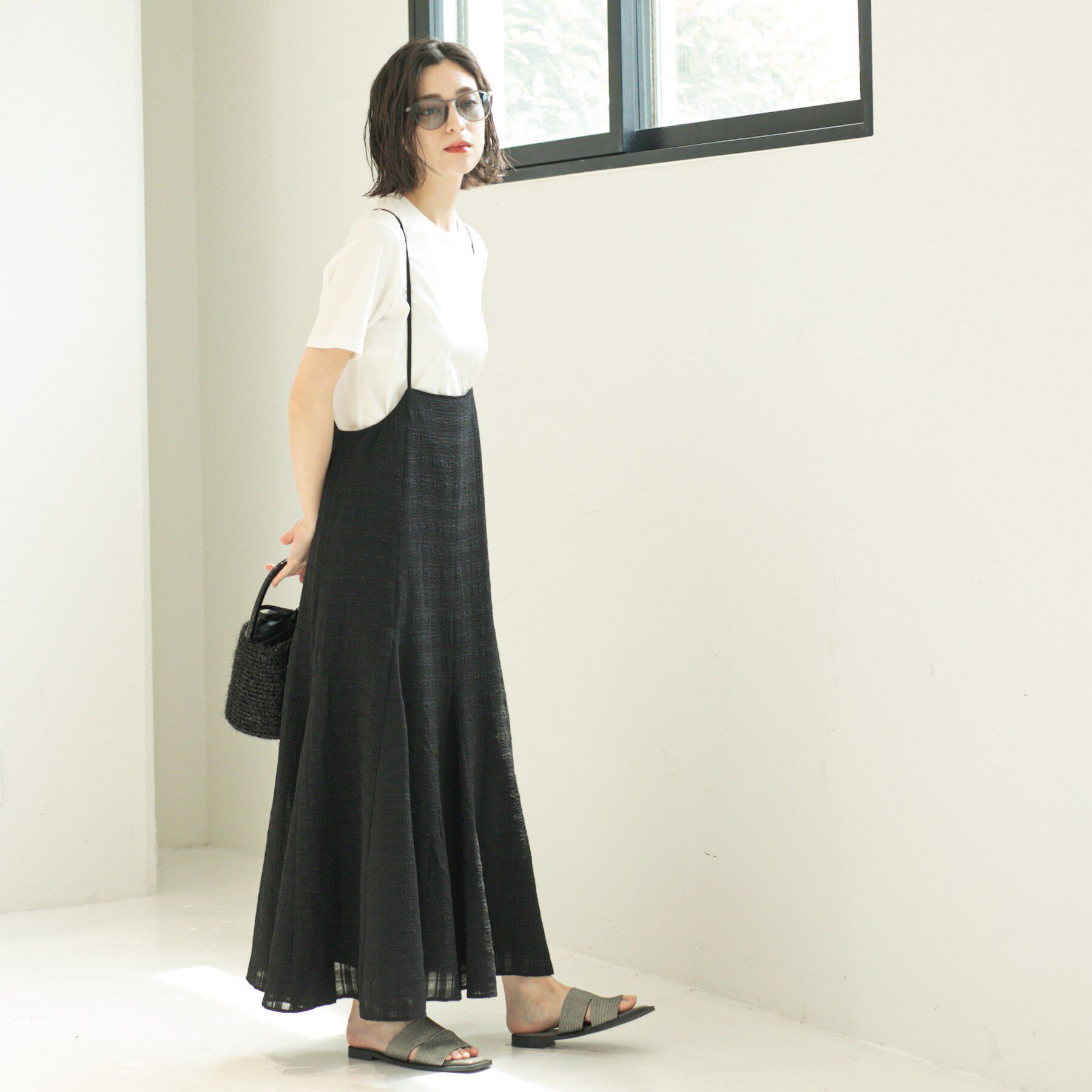 OPAQUE.CLIP「シアーチェックキャミワンピース【洗濯機洗い可】」|ワンピース|