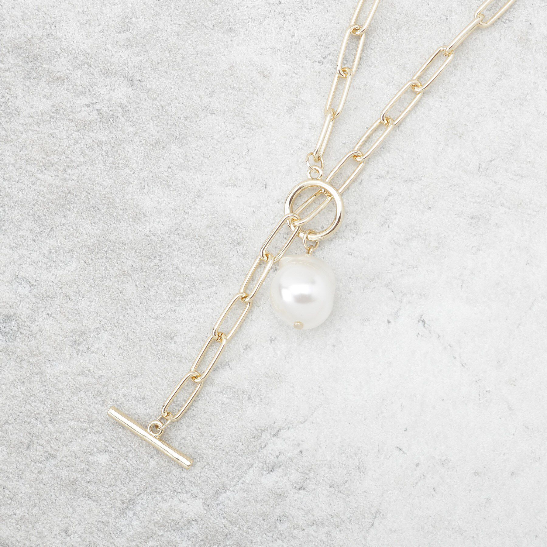 OPAQUE.CLIP「チェーン&times;フェイクパール マンテルネックレス」|ネックレス|