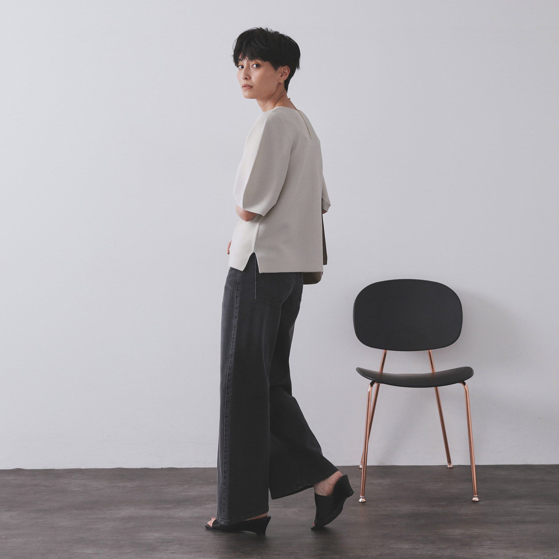 OPAQUE.CLIP「ガーターボリュームスリーブニット【UVケア/洗濯機洗い可】」|ニット・セーター|