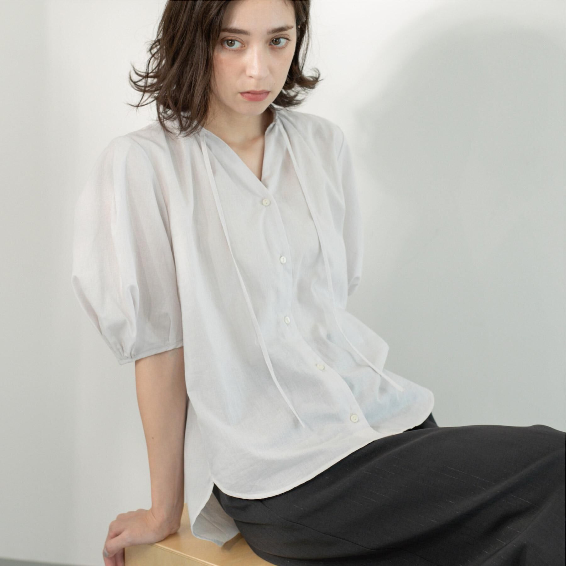 OPAQUE.CLIP「シアーフリルネックブラウス【洗濯機洗い可】」|シャツ・ブラウス|