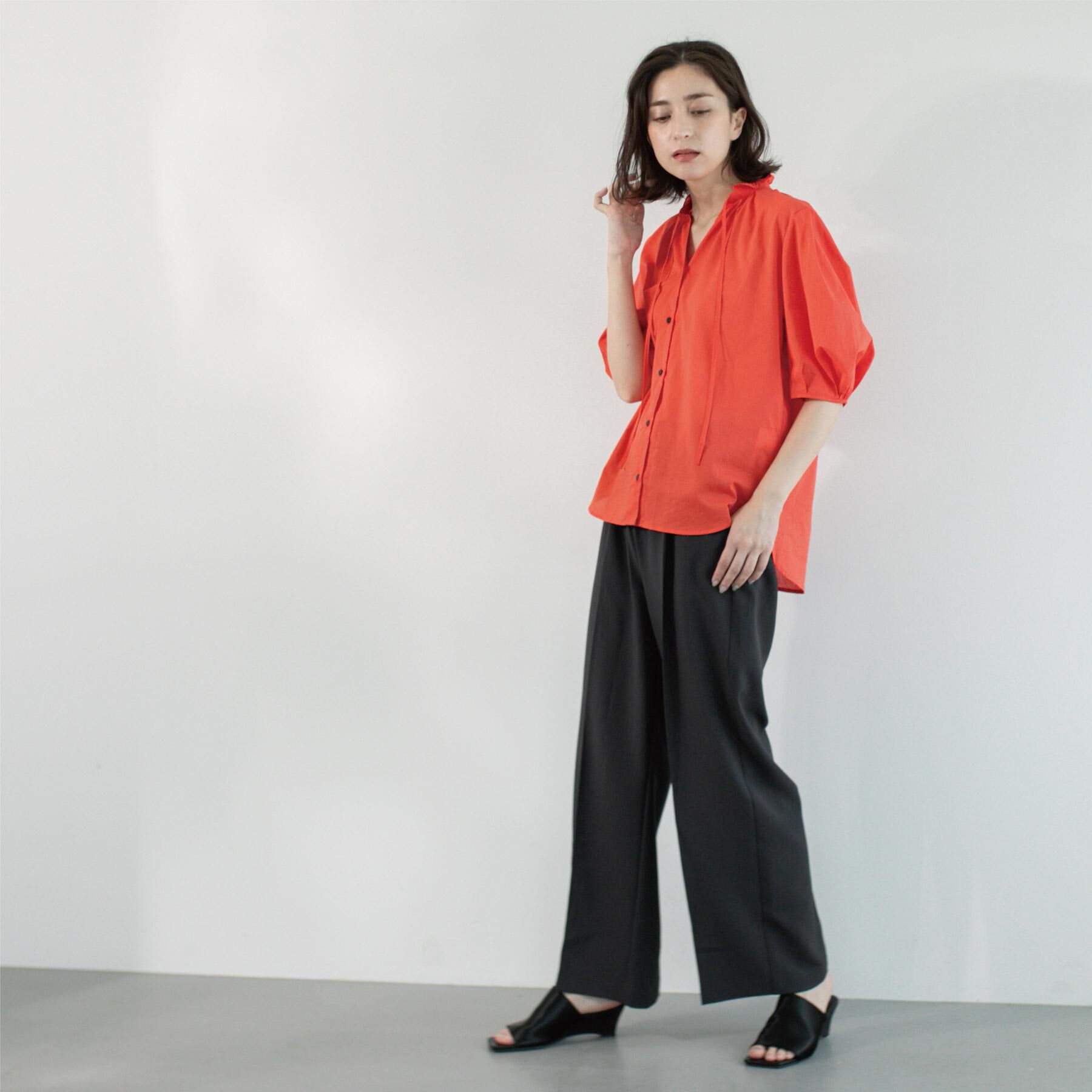 OPAQUE.CLIP「シアーフリルネックブラウス【洗濯機洗い可】」|シャツ・ブラウス|