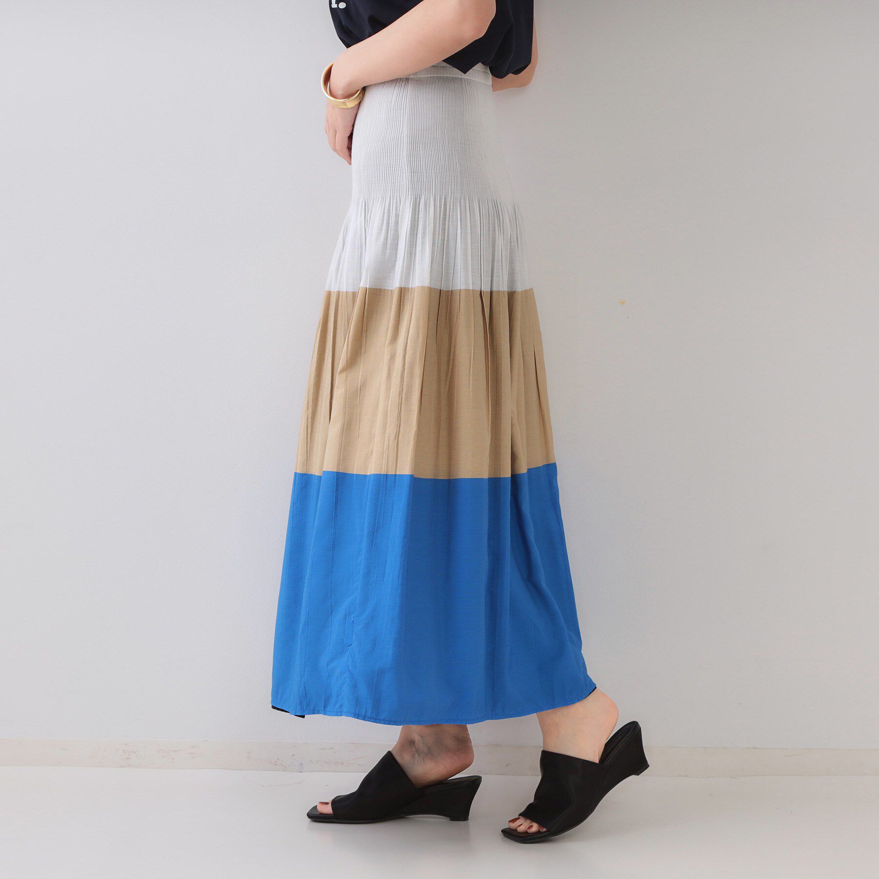 OPAQUE.CLIP「シャーリングフレアスカート/リバーシブル着用可【洗濯機洗い可】」|スカート|