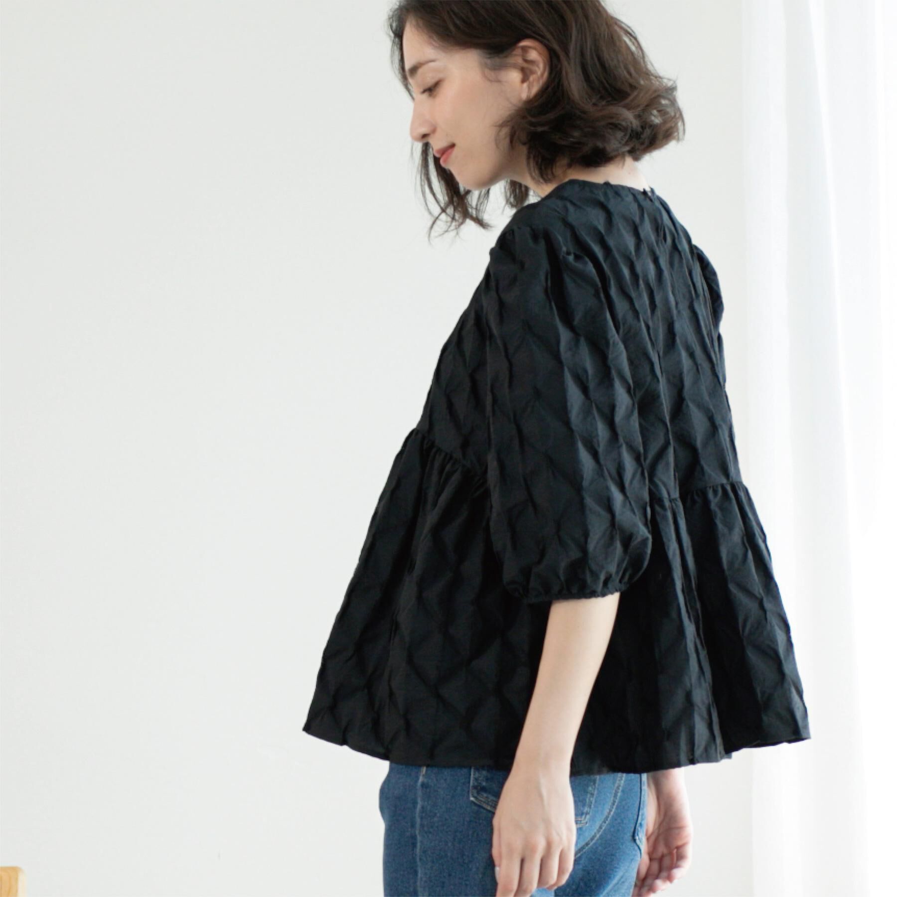 OPAQUE.CLIP「ふくれジャカードペプラムブラウス【洗濯機洗い可】」|シャツ・ブラウス|