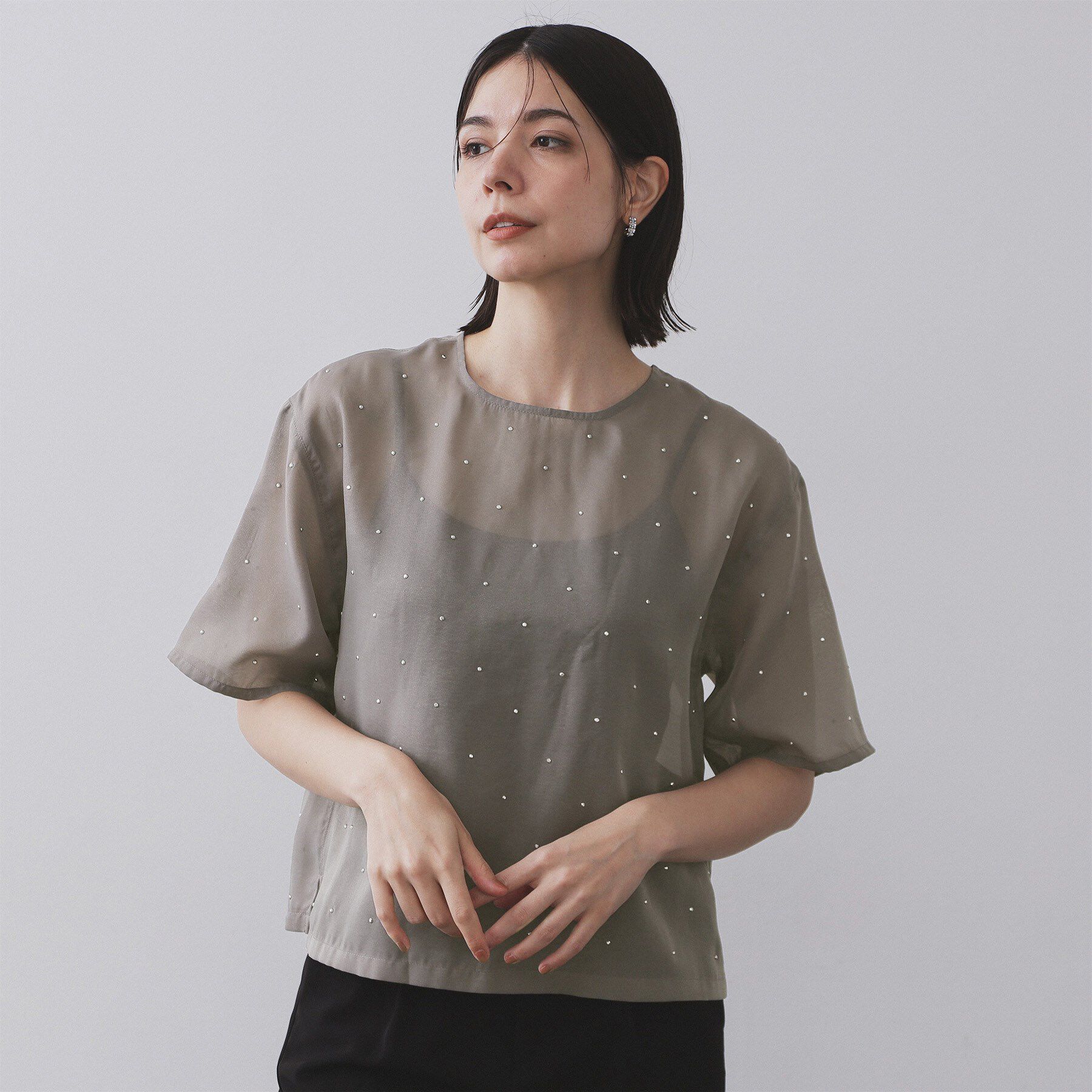OPAQUE.CLIP「シアービジューブラウス【手洗い可】」|シャツ・ブラウス|