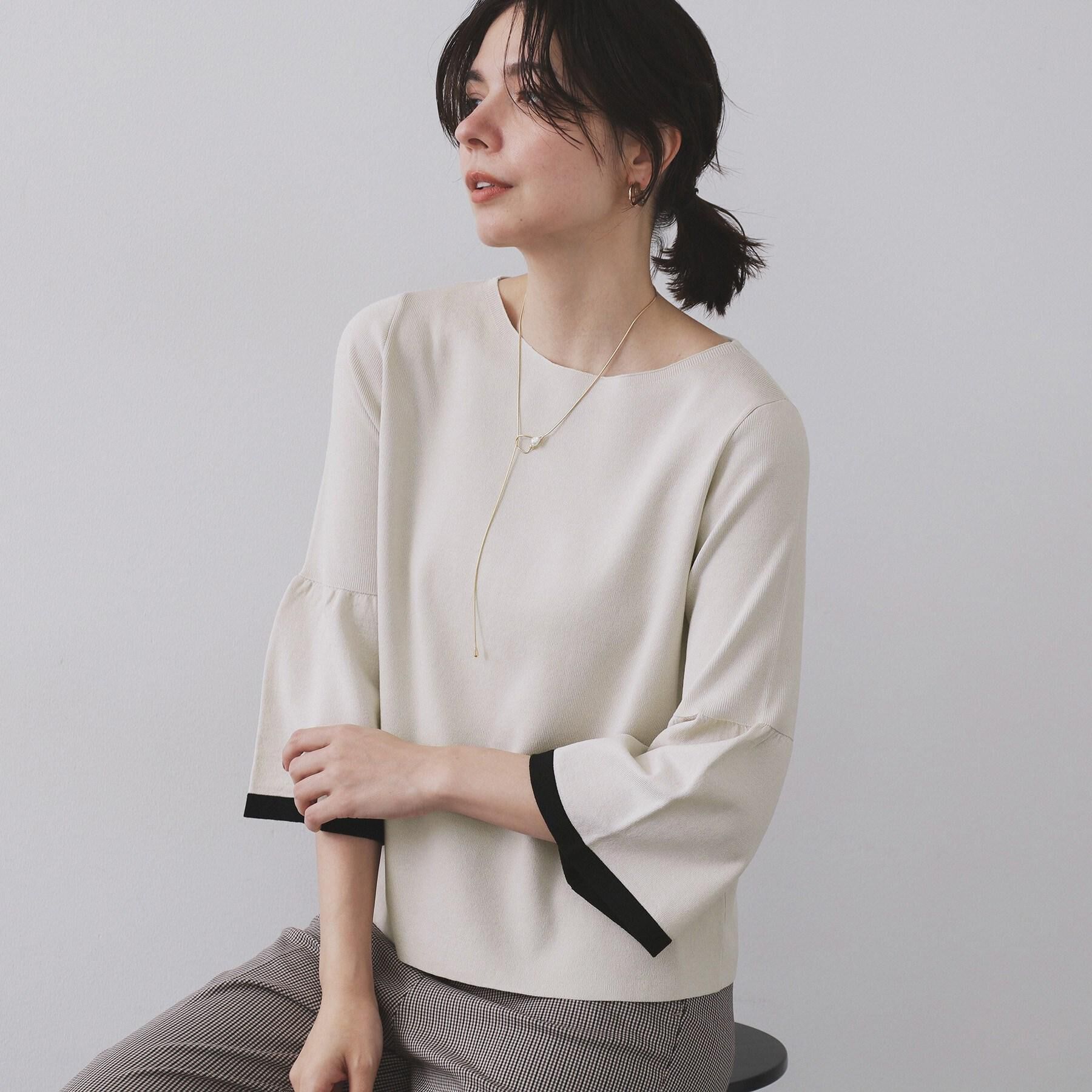 OPAQUE.CLIP「配色フレアスリーブニット【UVケア/洗濯機OK】」|ニット・セーター|