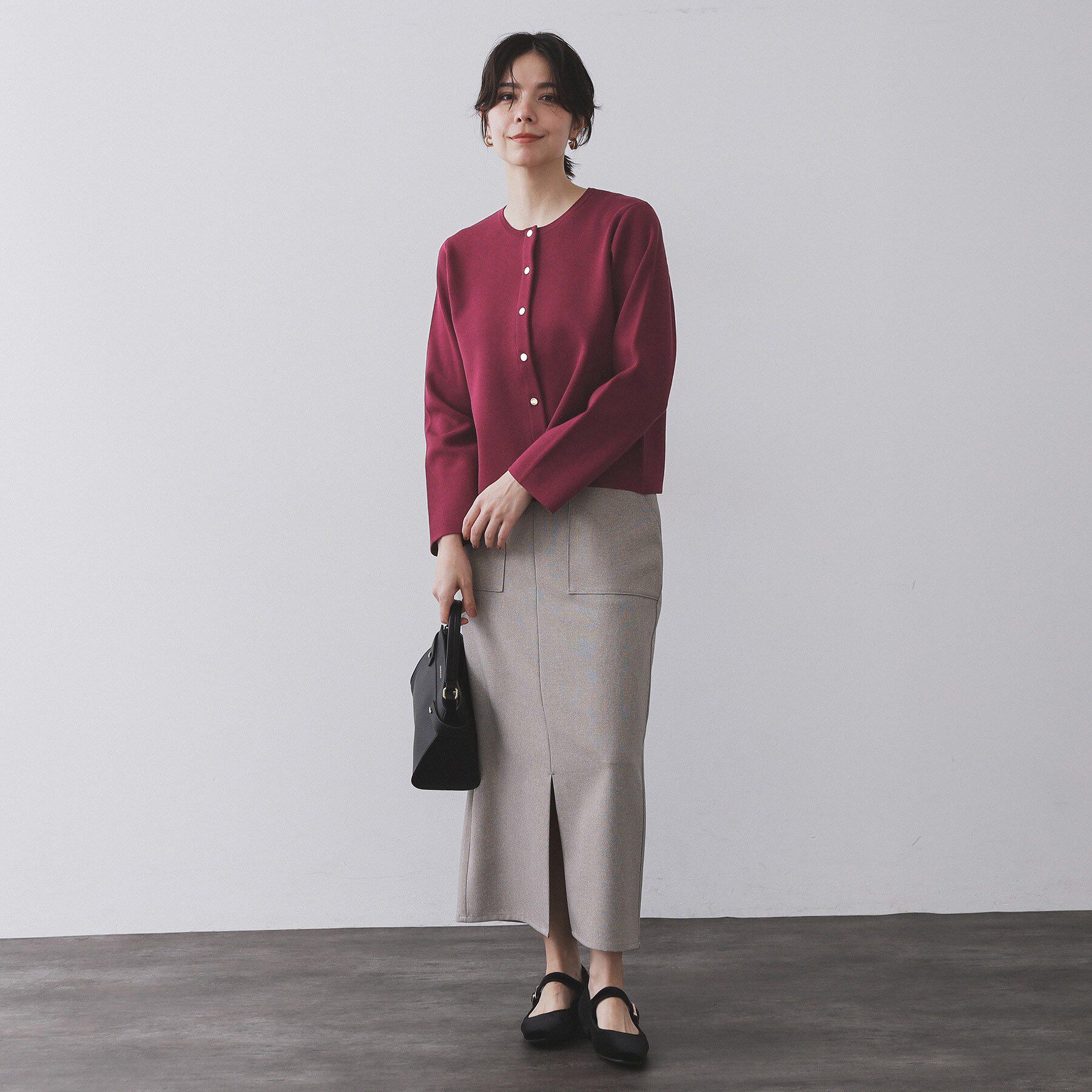 OPAQUE.CLIP「スナップボタンニットカーディガン【UVケア/洗濯機OK】《6col/S～LL》」|カーディガン|