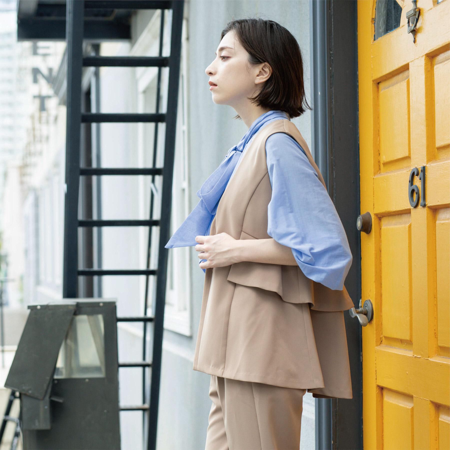 OPAQUE.CLIP「フリルペプラムジレ/セットアップ対応可【洗濯機洗い可】」|ベスト・ジレ|