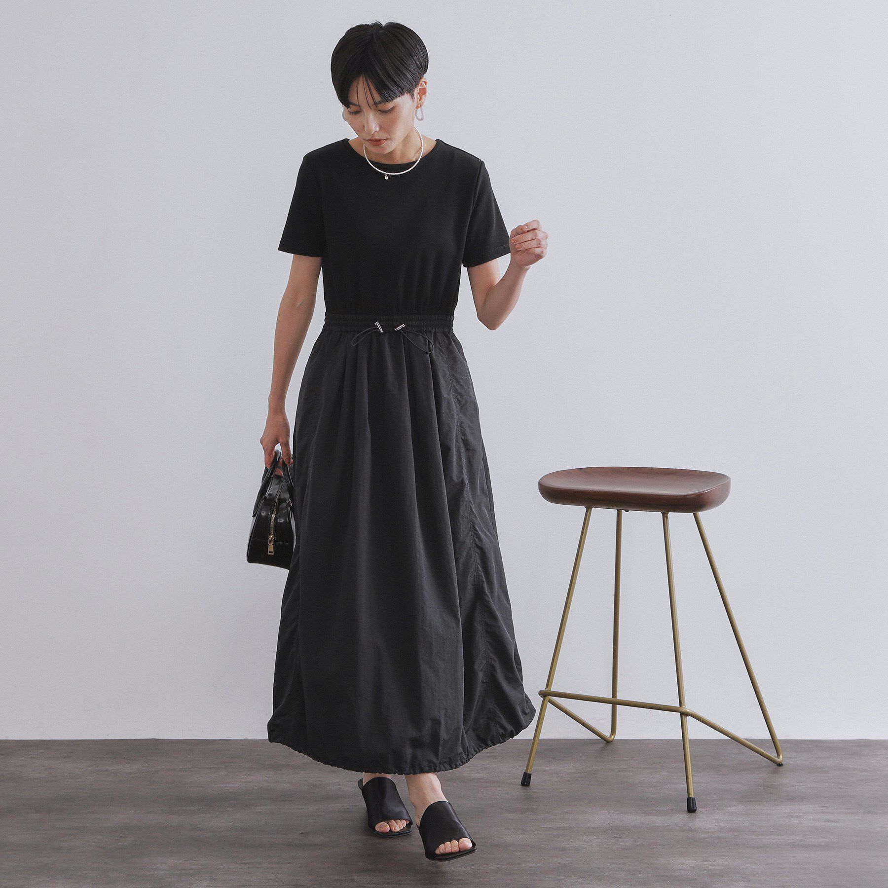 OPAQUE.CLIP「2WAYスピンドル使いドッキングワンピース【洗濯機洗い可】」|ワンピース|