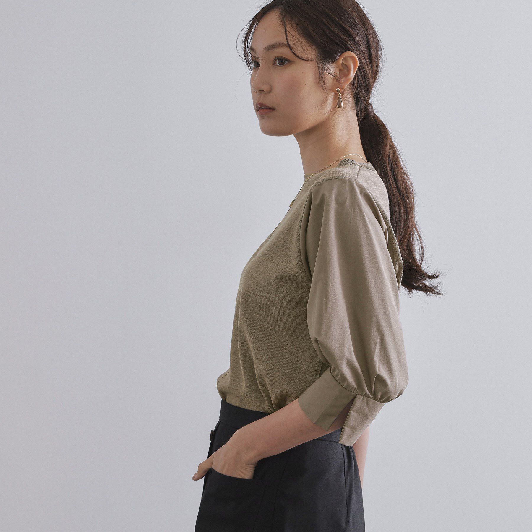 OPAQUE.CLIP「ドッキングスリーブニット【洗濯機洗い可/抗ピル】」|ニット・セーター|