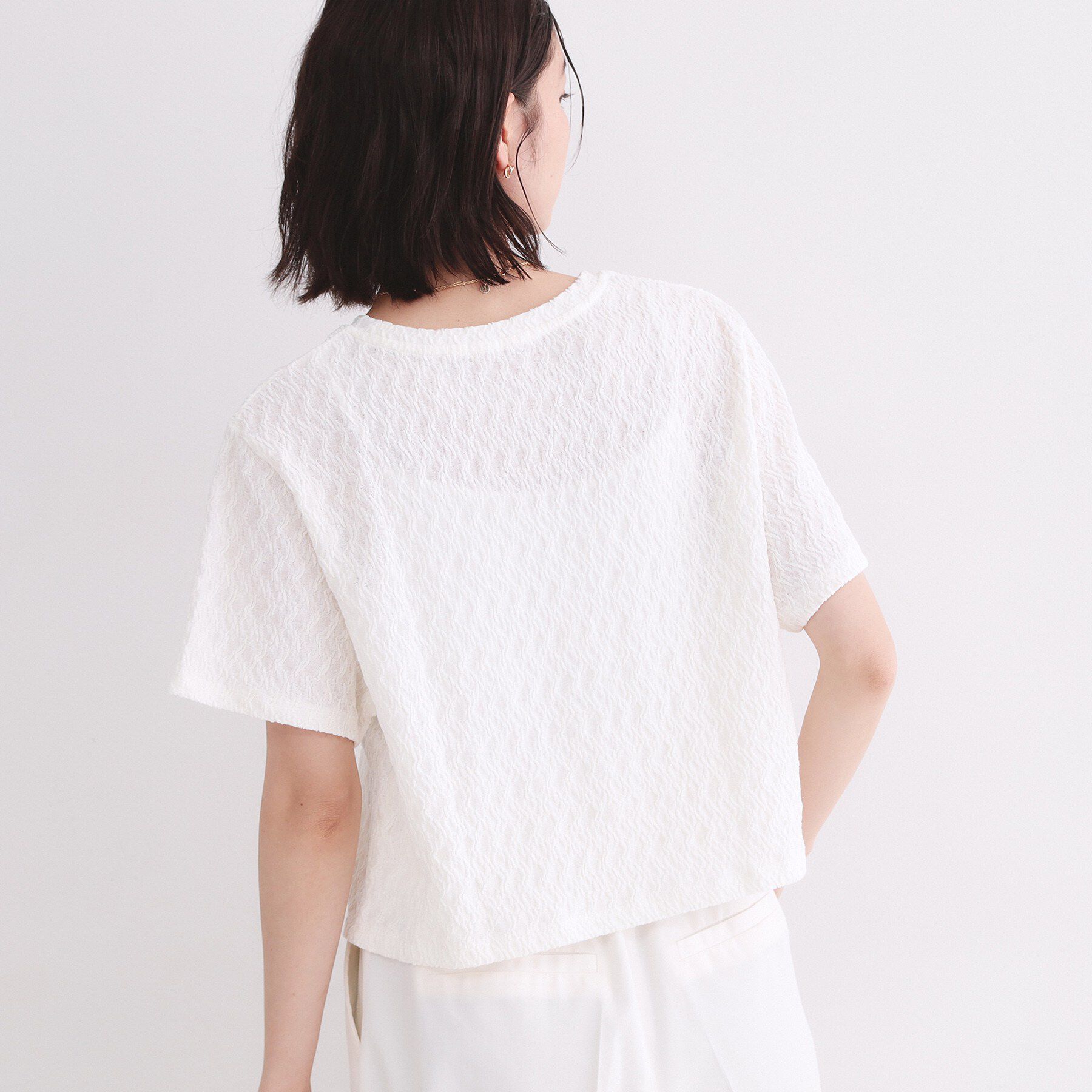 OPAQUE.CLIP「ふくれジャカードトップス【洗濯機洗い可】」|Tシャツ・カットソー|