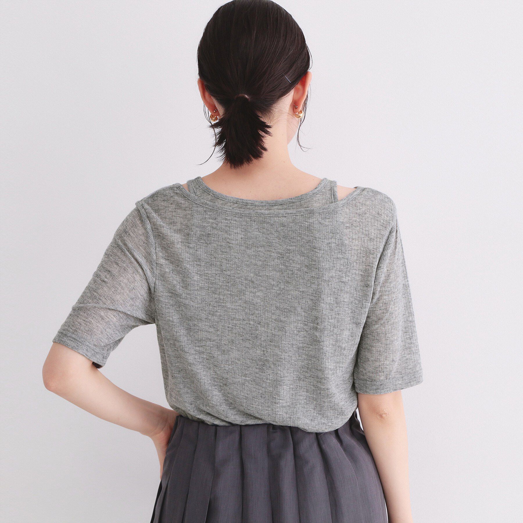 OPAQUE.CLIP「シアーリブレイヤードカットソー【洗濯機洗い可】」|Tシャツ・カットソー|