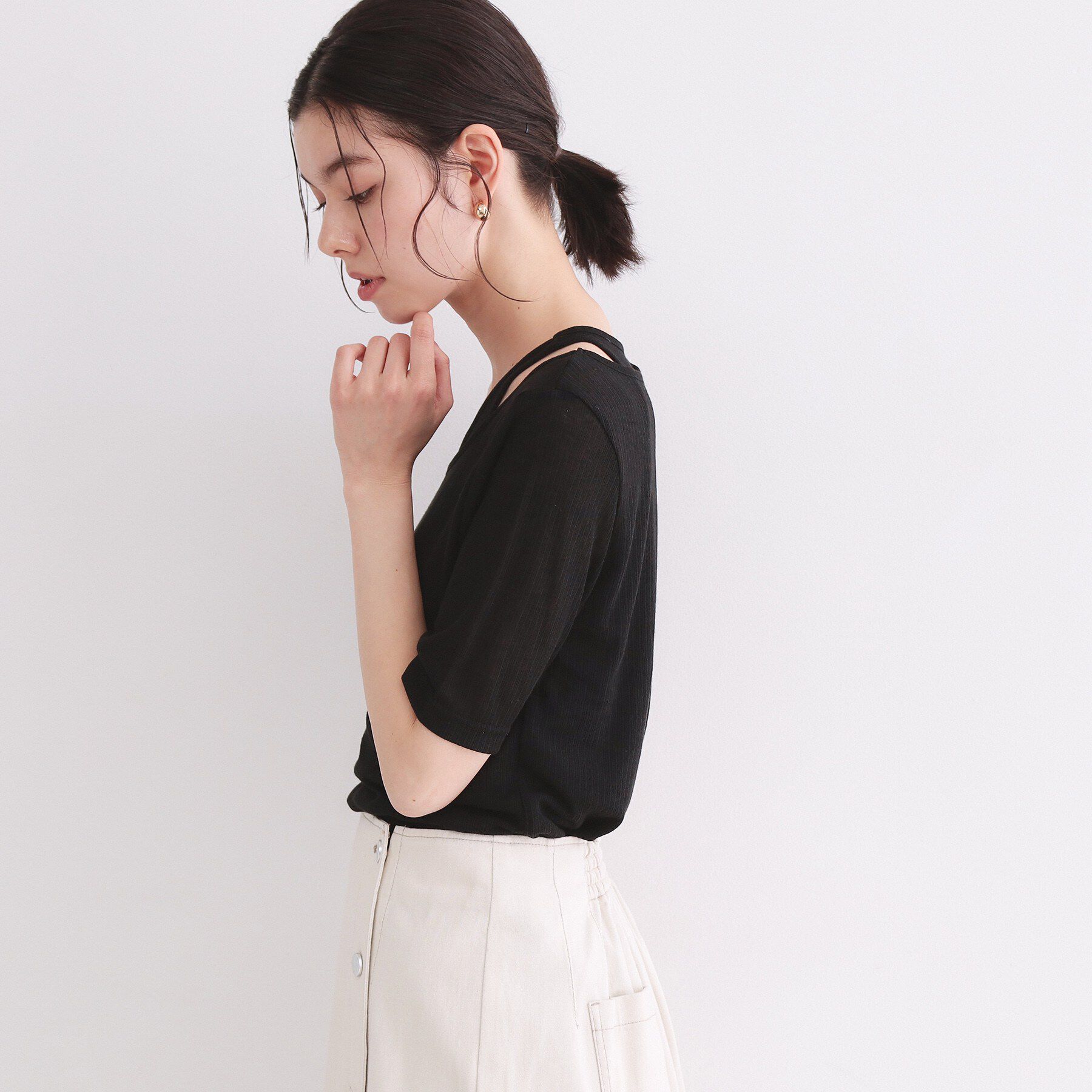 OPAQUE.CLIP「シアーリブレイヤードカットソー【洗濯機洗い可】」|Tシャツ・カットソー|