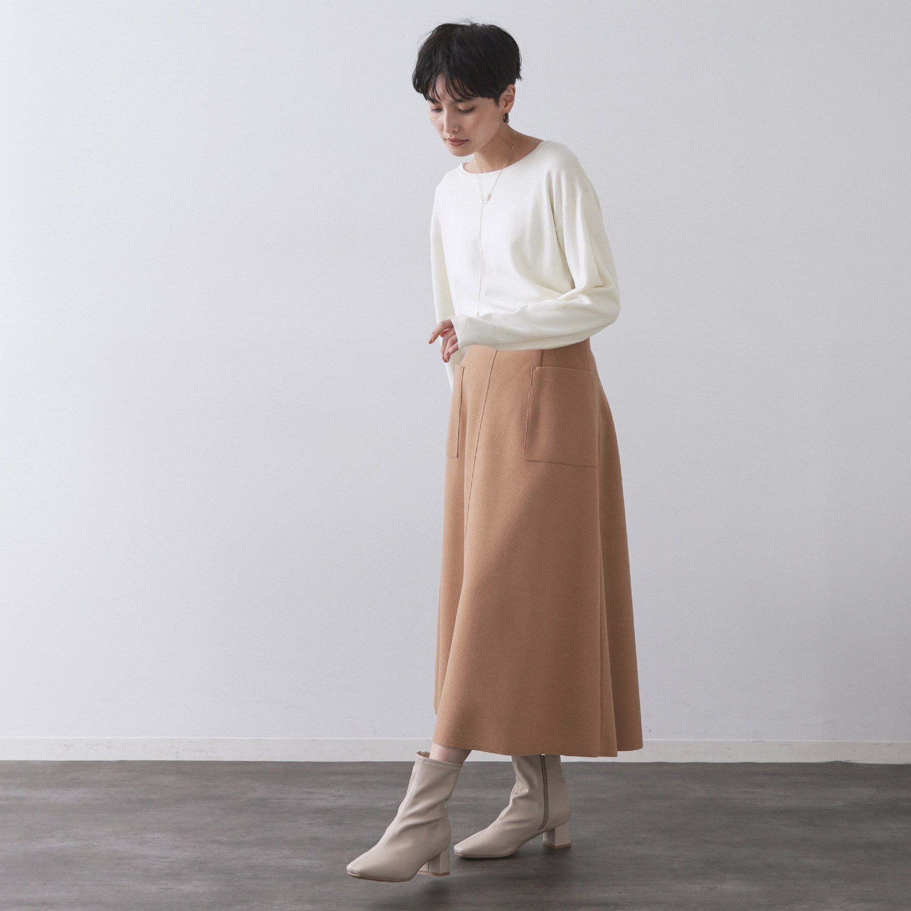 OPAQUE.CLIP「ボートネックニット/エクストラファインメリノウール【THEシリーズ/洗濯機OK】」|ニット・セーター|