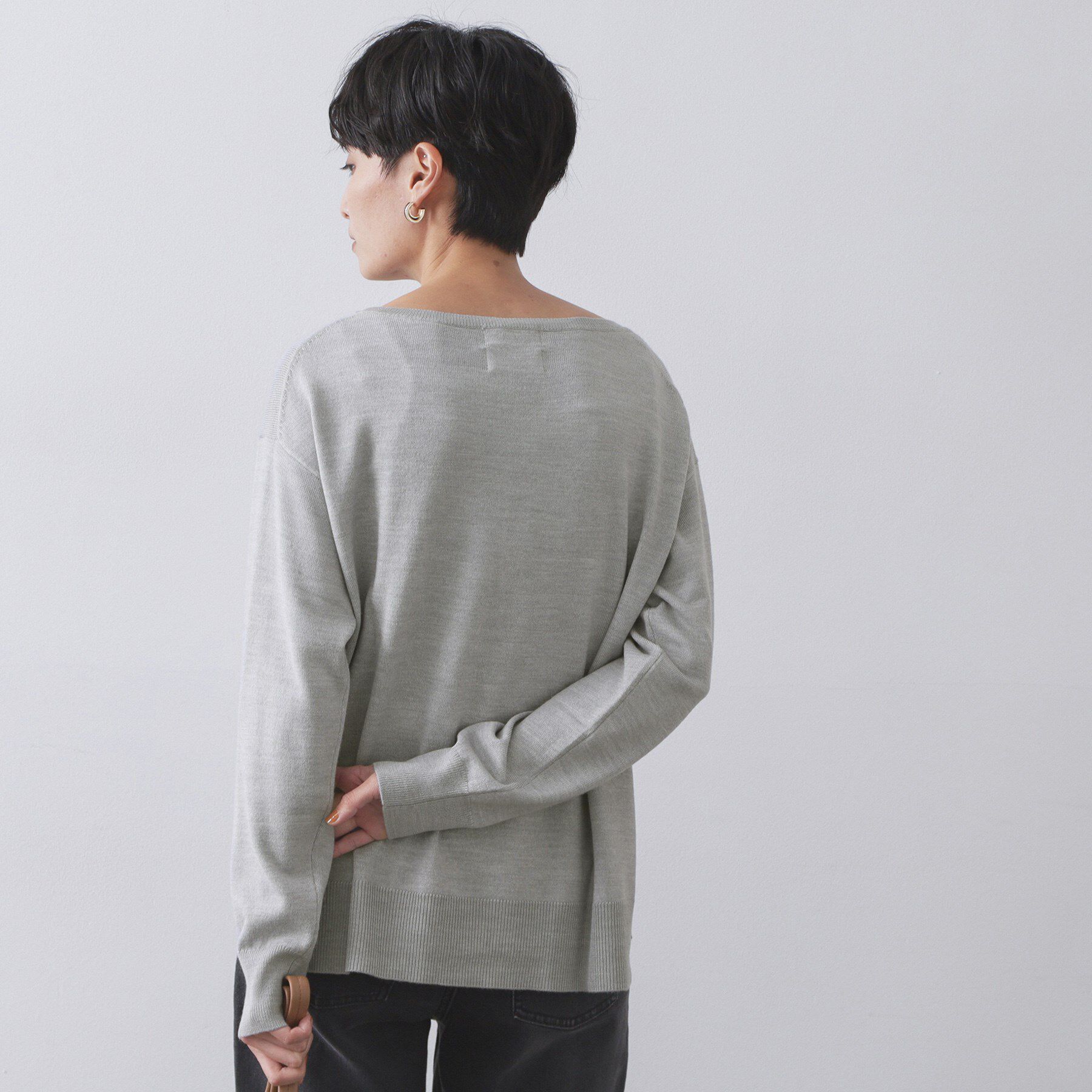 OPAQUE.CLIP「ボートネックニット/エクストラファインメリノウール【THEシリーズ/洗濯機OK】」|ニット・セーター|