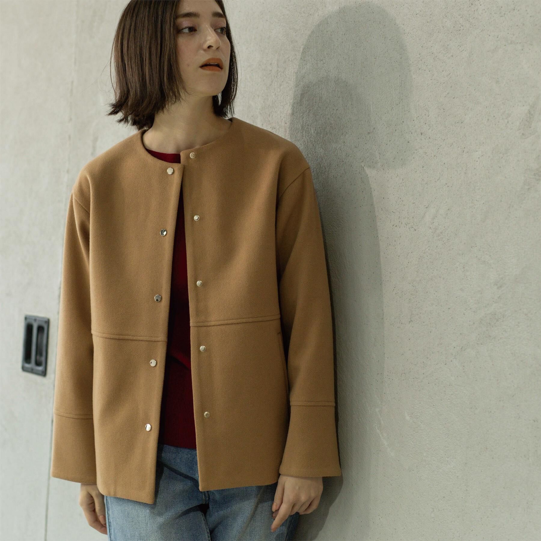 OPAQUE.CLIP「ウールライクメルトンノーカラーコート【洗濯機洗い可】」|ノーカラーコート|