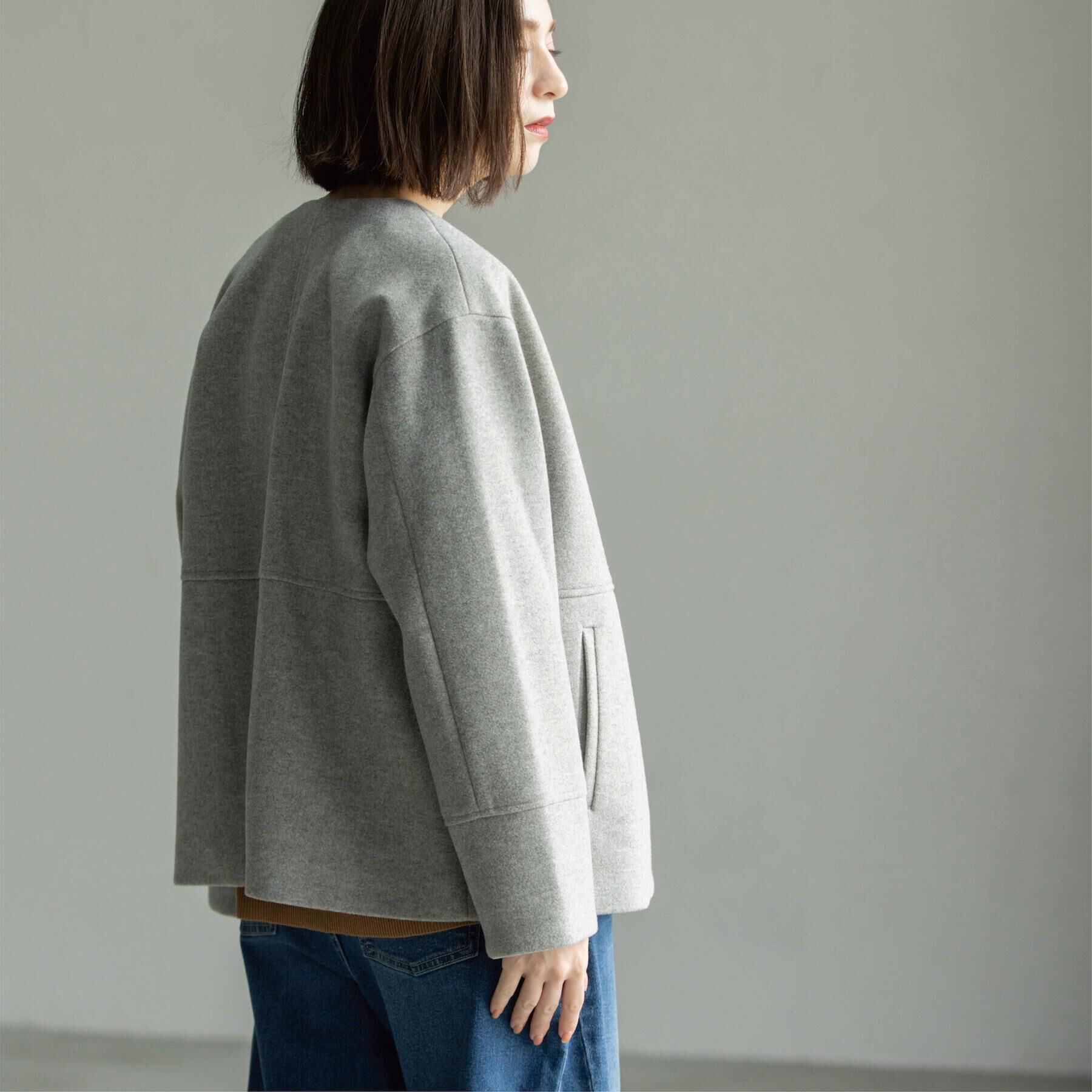 OPAQUE.CLIP「ウールライクメルトンノーカラーコート【洗濯機洗い可】」|ノーカラーコート|
