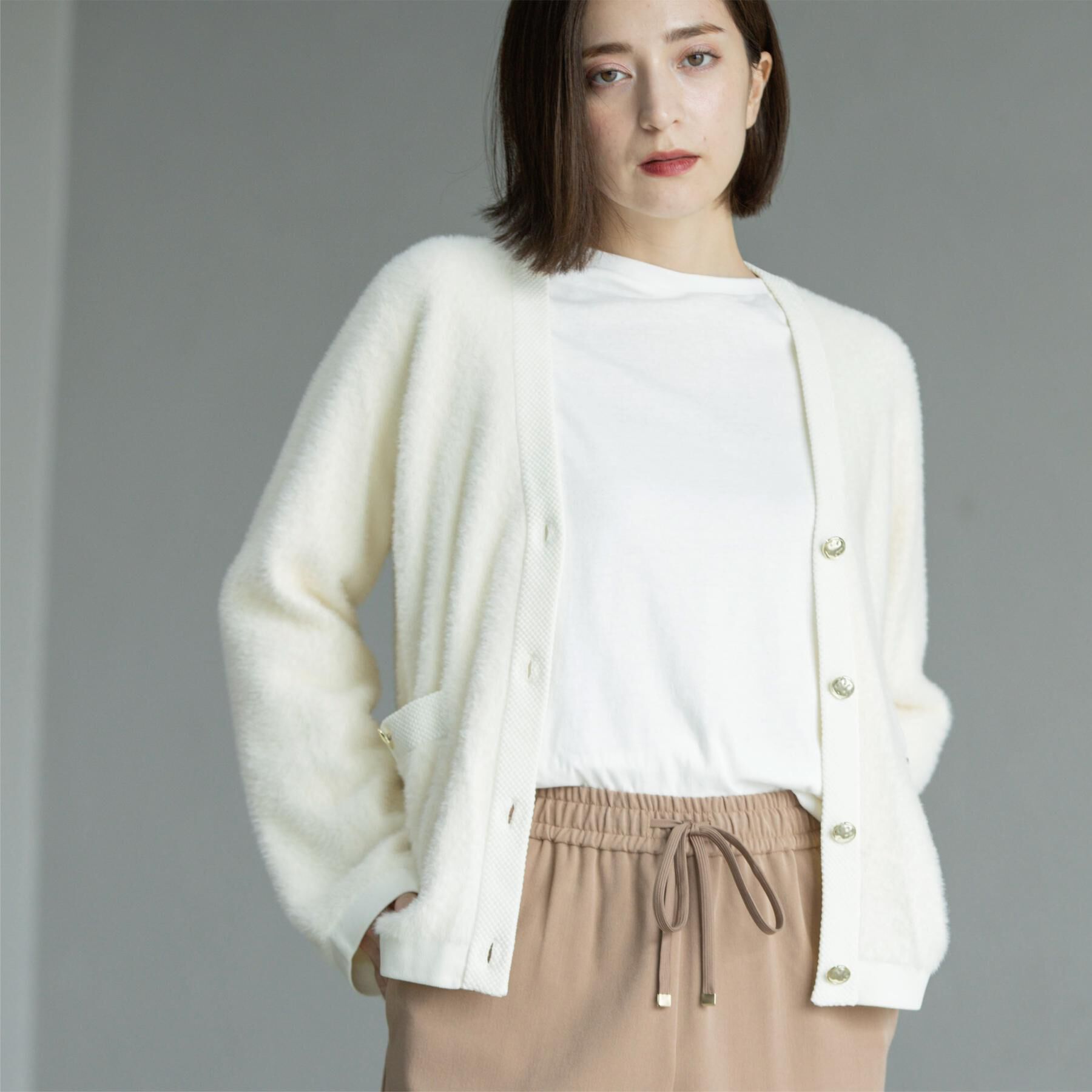 OPAQUE.CLIP「フェザーヤーンカーディガン【洗濯機OK/抗ピル】」|カーディガン|