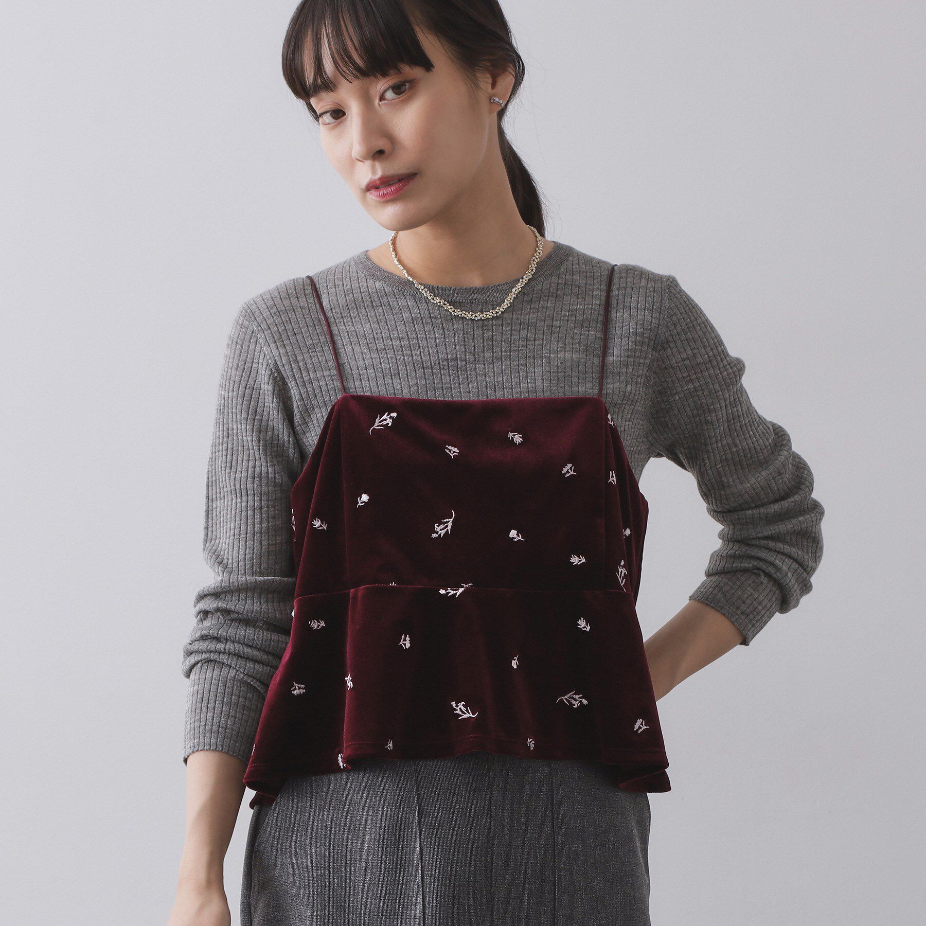 OPAQUE.CLIP「ベロアキャミ/セットアップ対応可【洗濯機OK】」|シャツ・ブラウス|