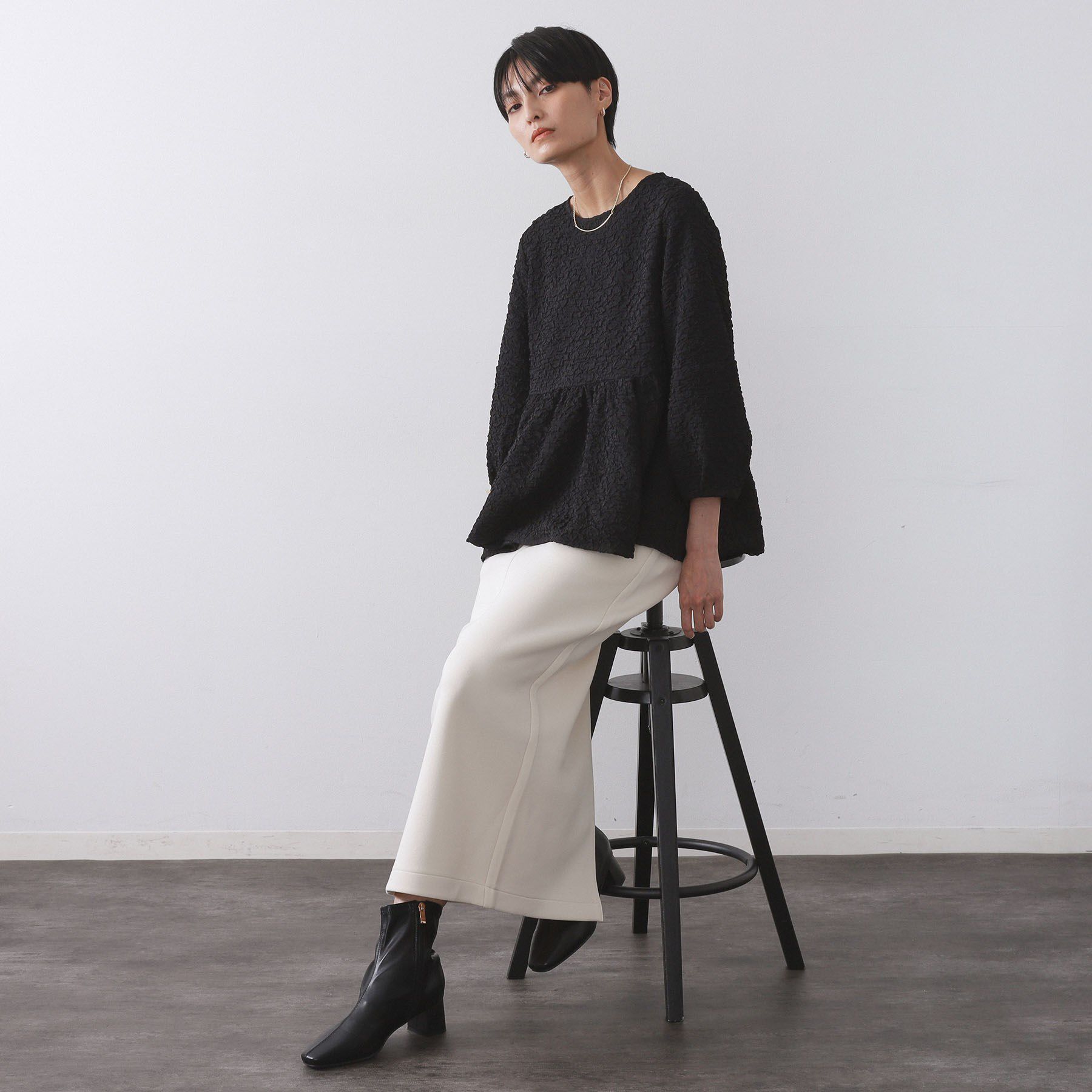 OPAQUE.CLIP「ふくれジャカードペプラムブラウス【洗濯機OK】」|シャツ・ブラウス|