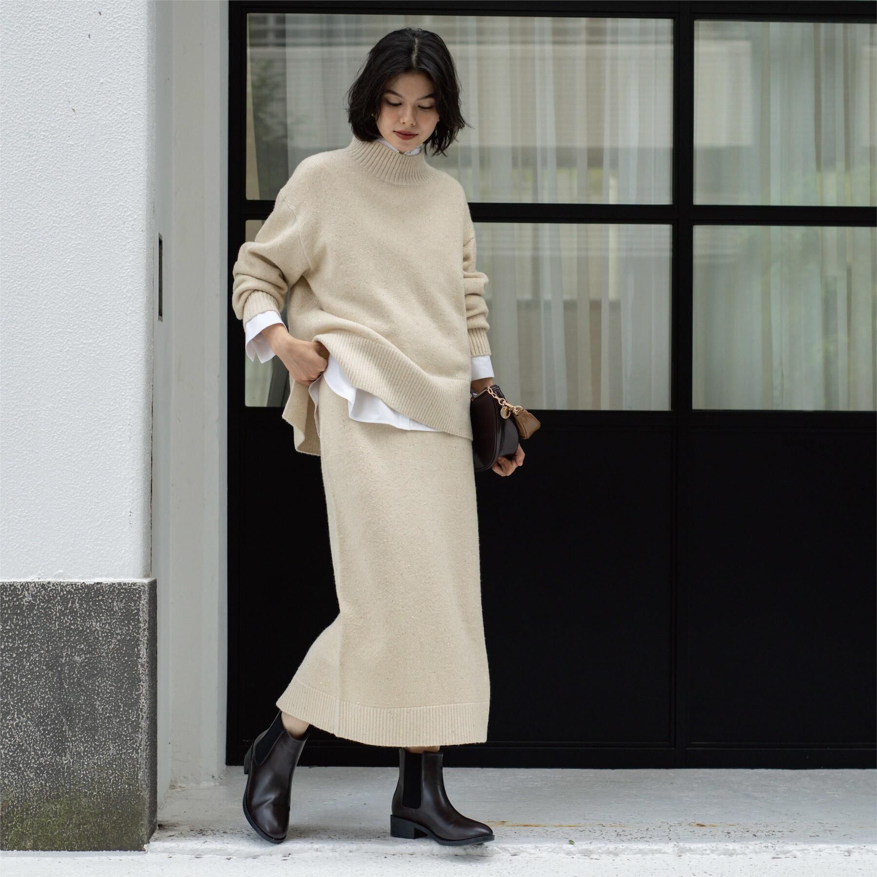 OPAQUE.CLIP「ラメスパンコールナロースカート/セットアップ対応可【洗濯機OK】」|スカート|