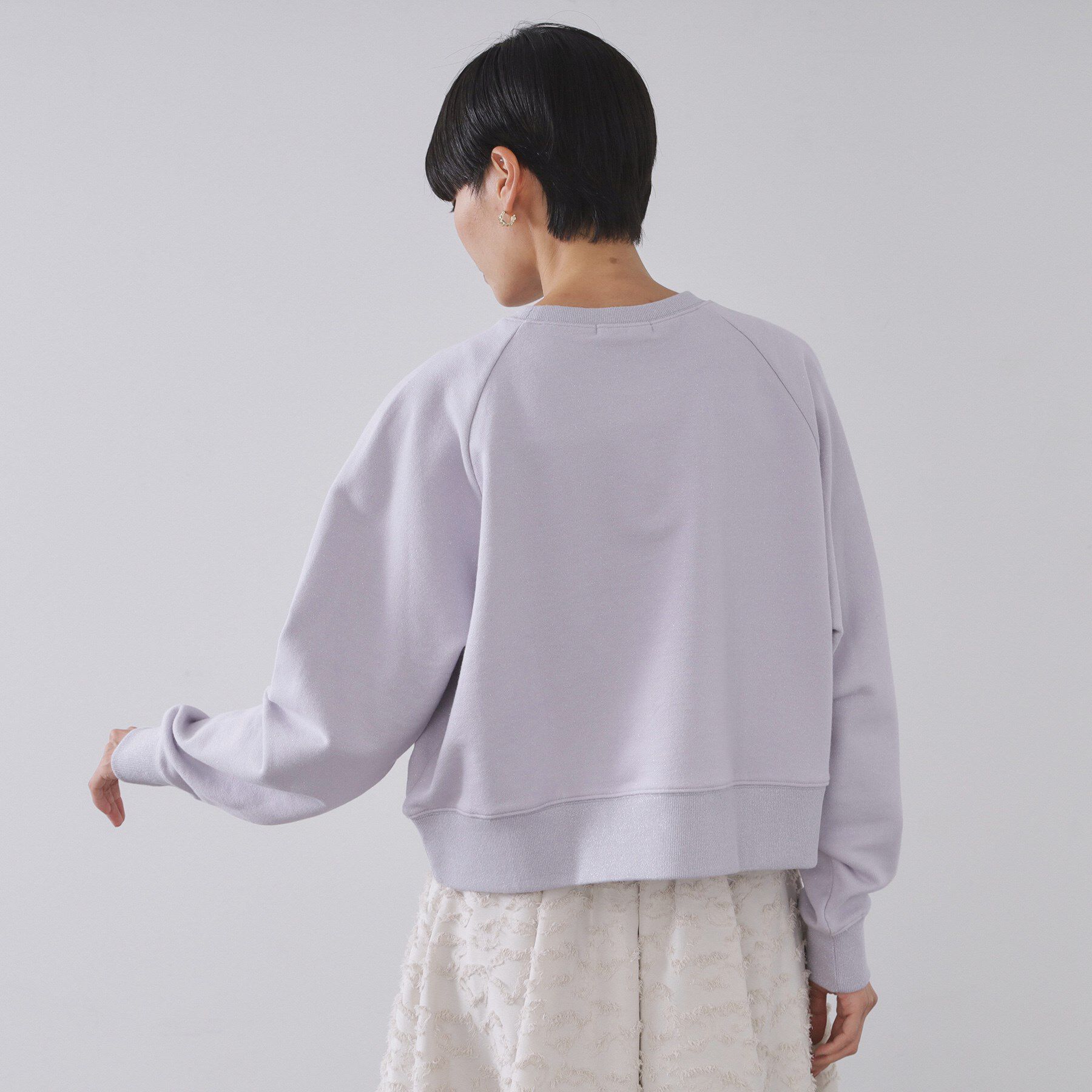 OPAQUE.CLIP「ラメ裏毛ショートプルオーバー【洗濯機OK】」|パーカー|