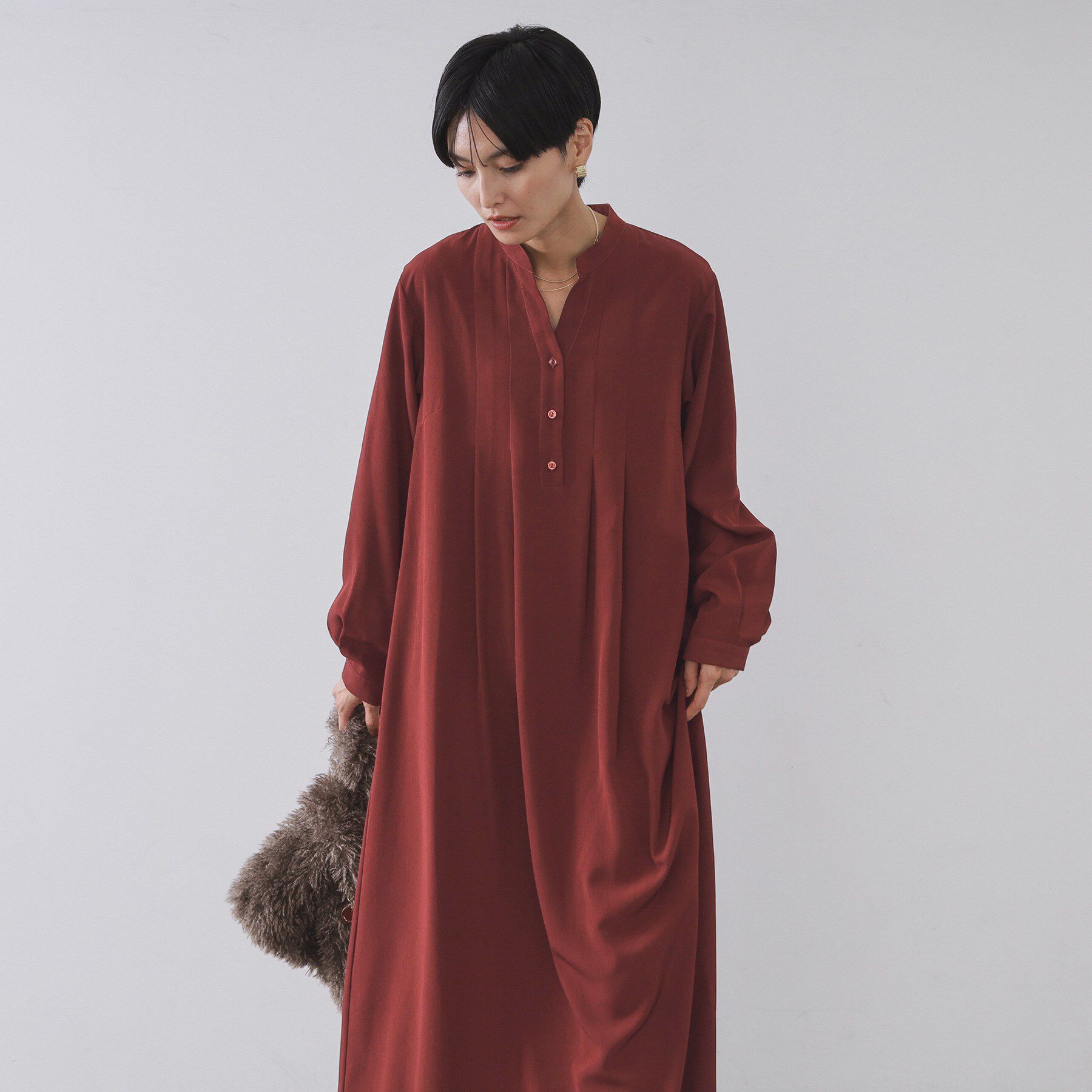 OPAQUE.CLIP「バックプリーツワンピース【洗濯機OK】」|ワンピース|