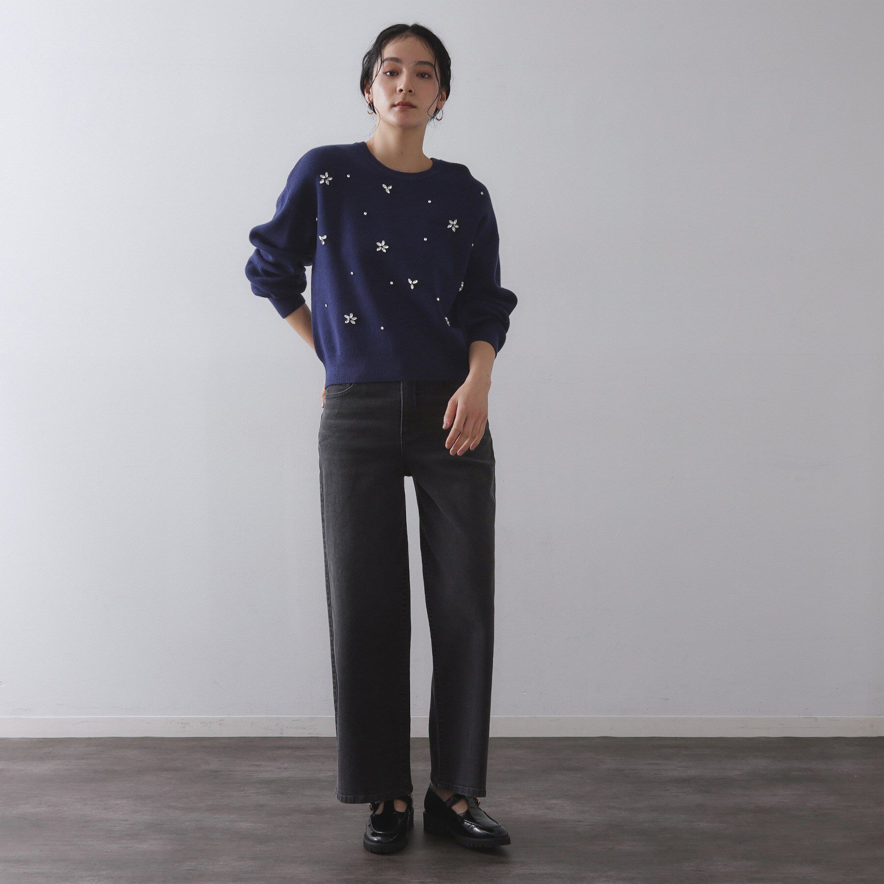 OPAQUE.CLIP「ビジューニットトップス【洗える】」|ニット・セーター|