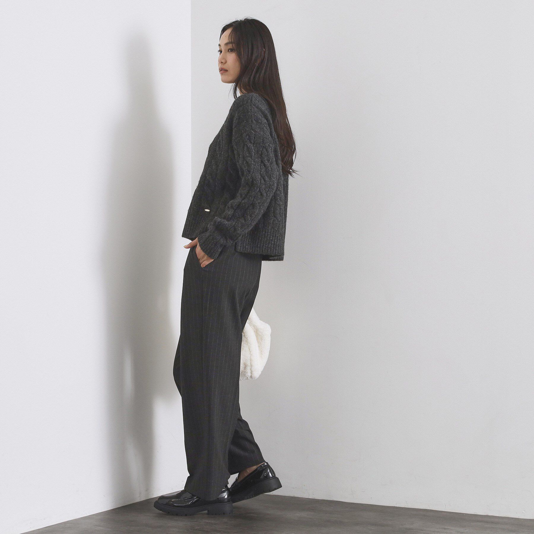 OPAQUE.CLIP「MIXミドルゲージケーブルニット【洗濯機OK】」|ニット・セーター|