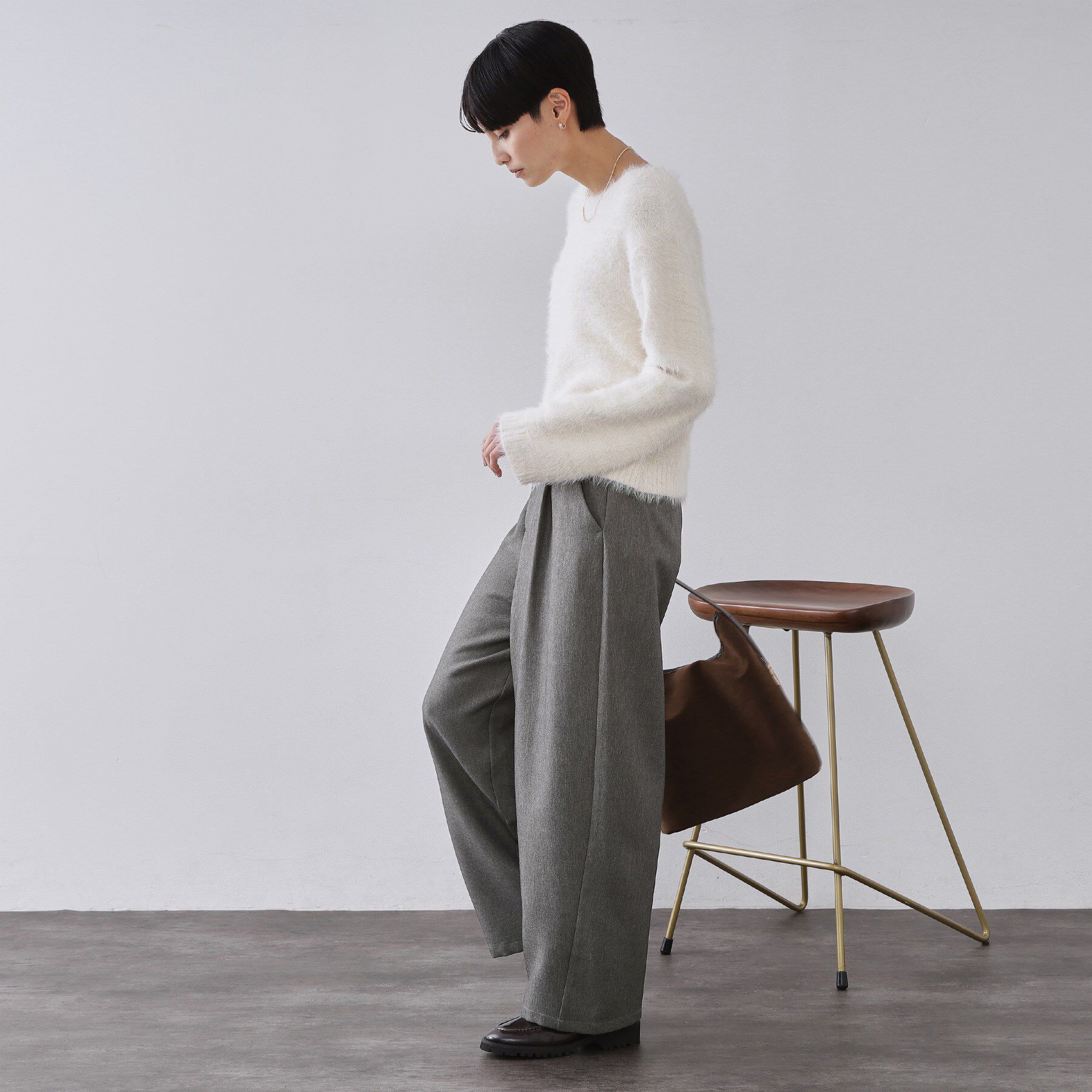 OPAQUE.CLIP「メランジ カーヴィーパンツ【洗濯機OK】」|その他|