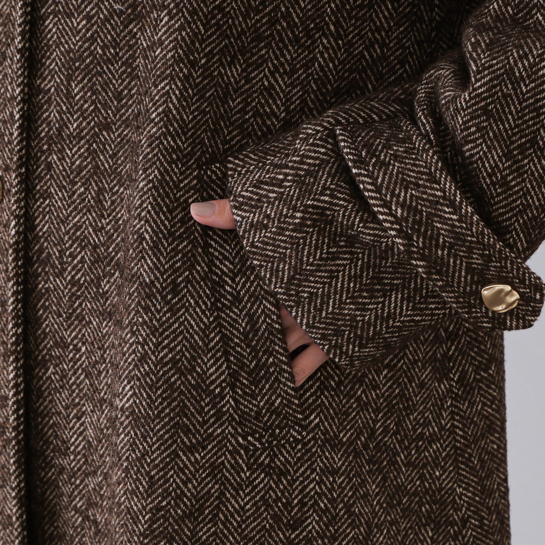 OPAQUE.CLIP「ヘリンボーンステンカラーコート」|ステンカラーコート|