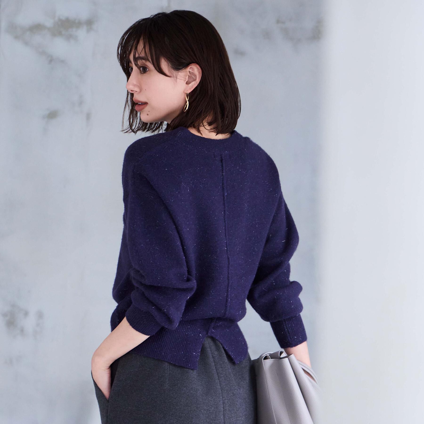 OPAQUE.CLIP「Vネックラメニット【洗濯機OK】」|ニット・セーター|