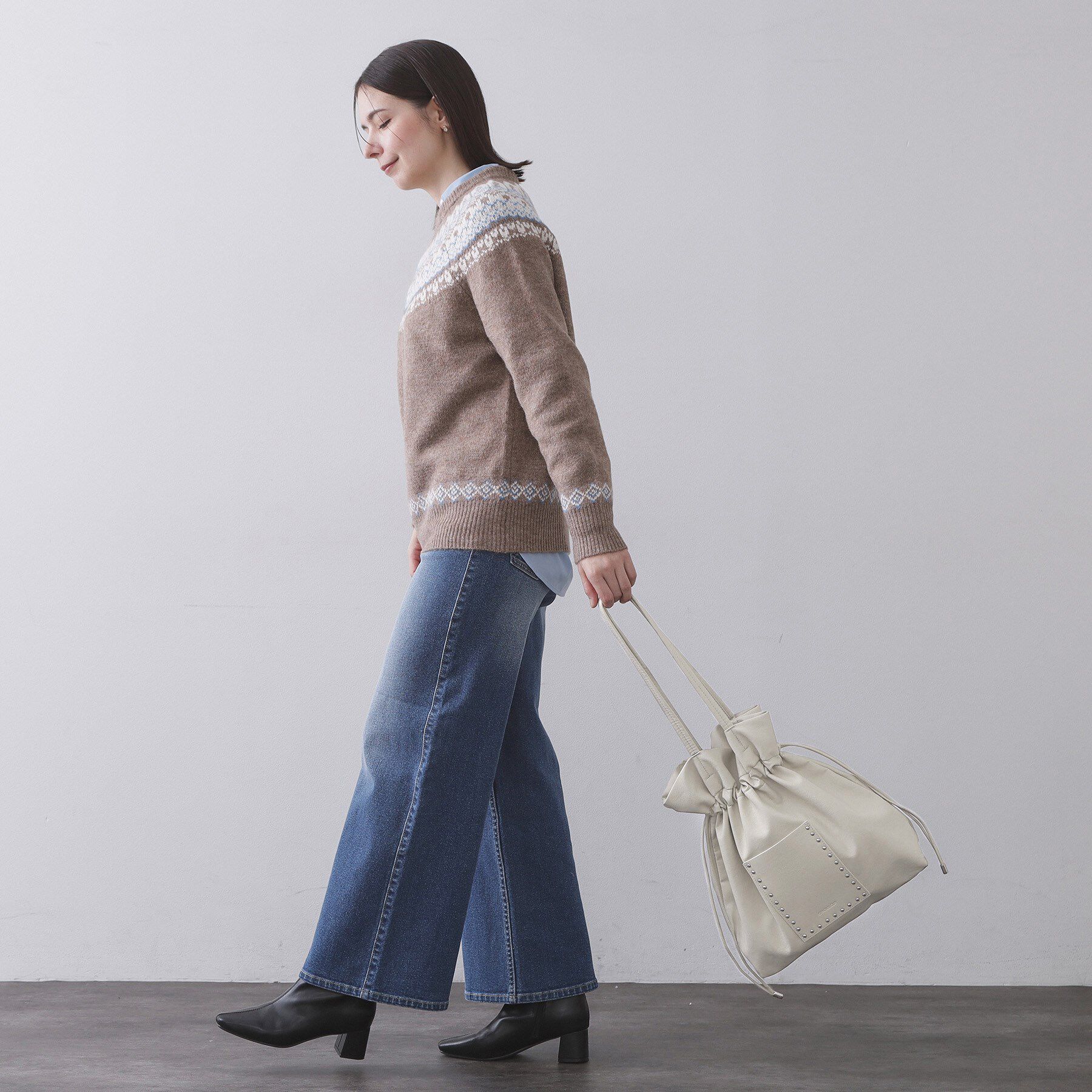 OPAQUE.CLIP「素材アソートドロストデザイン巾着トートバッグ【A4サイズ対応】」|トートバッグ|