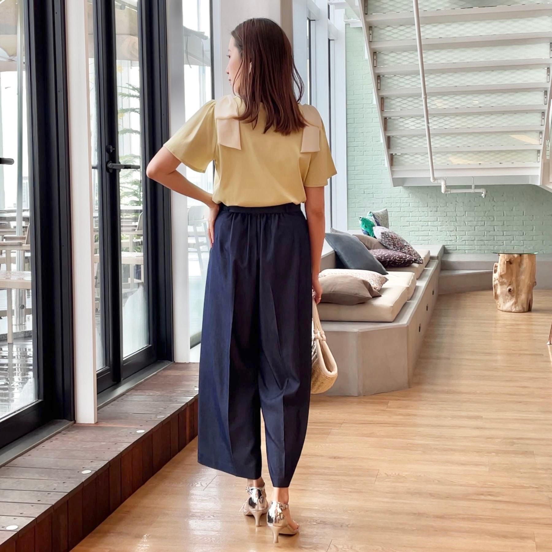 Couture broach「【リボン付き・通勤】シャンブレーワイドパンツ」|その他|