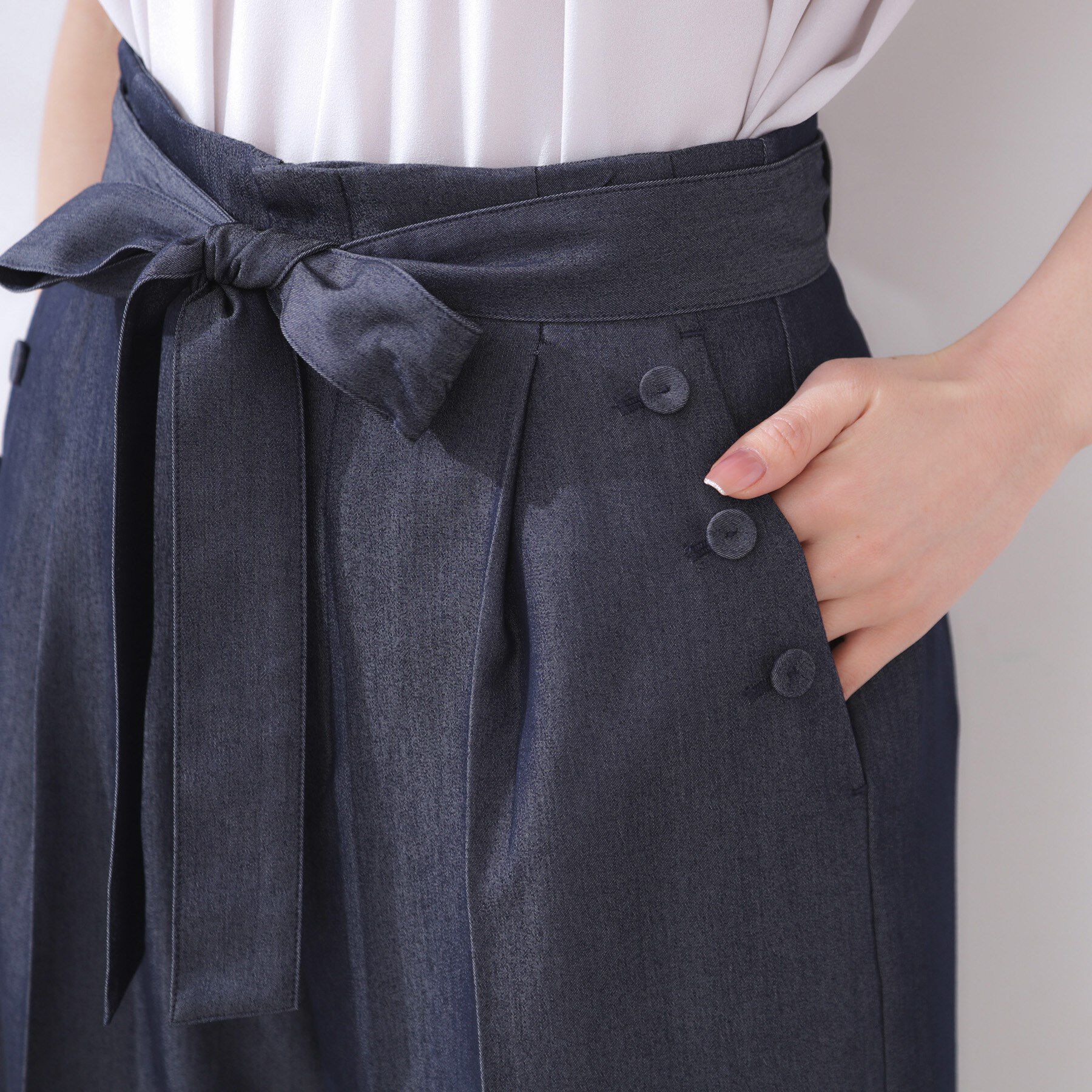 Couture broach「【リボン付き・通勤】シャンブレーワイドパンツ」|その他|