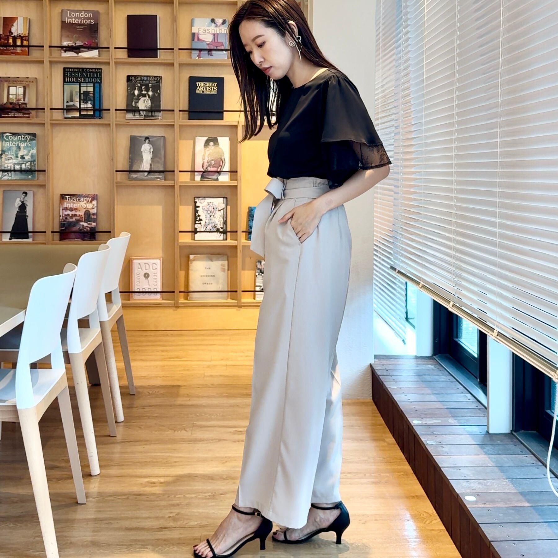 Couture broach「【美脚効果・通勤】リネンライク サス付きパンツ」|その他|