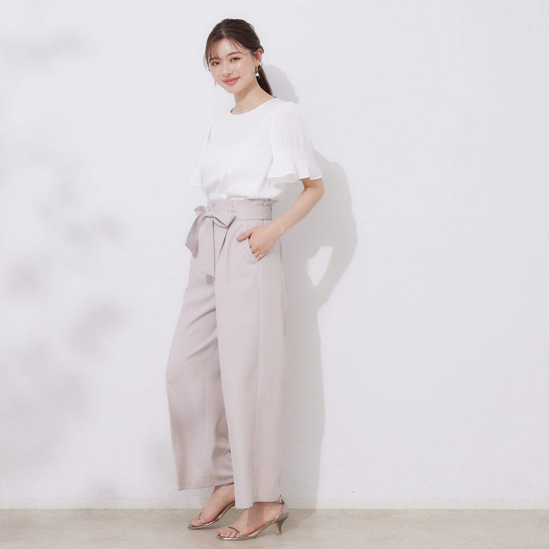 Couture broach「【美脚効果・通勤】リネンライク サス付きパンツ」|その他|