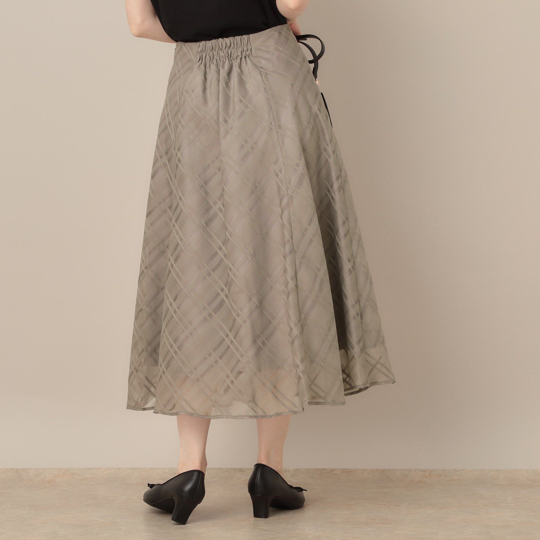 Couture broach「【美シルエット・通勤】シアーチェックオーガンジースカート」|スカート|