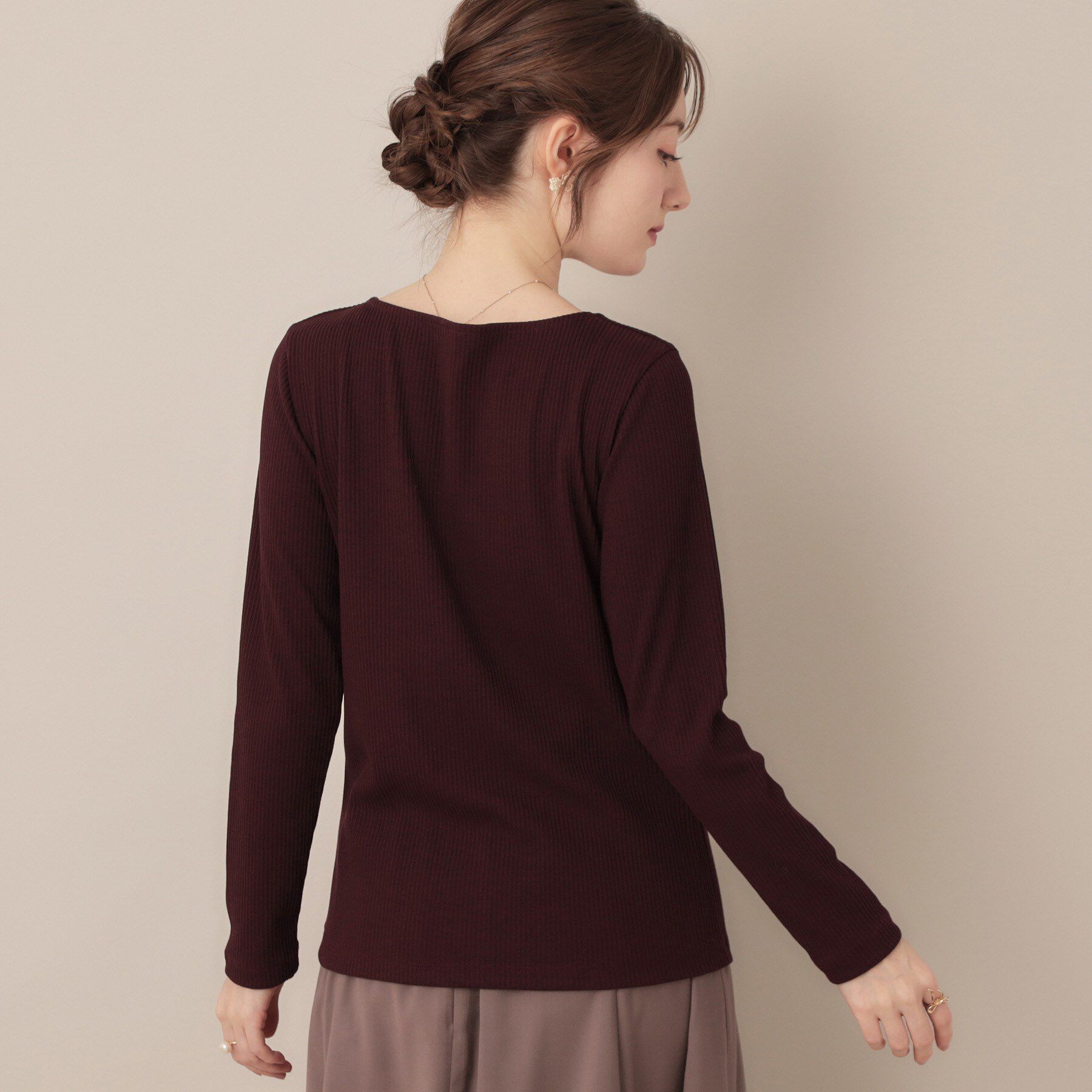 Couture broach「【マシンウォッシャブル・通勤・大人可愛い】ハートネックテレコプルオーバー」|Tシャツ・カットソー|