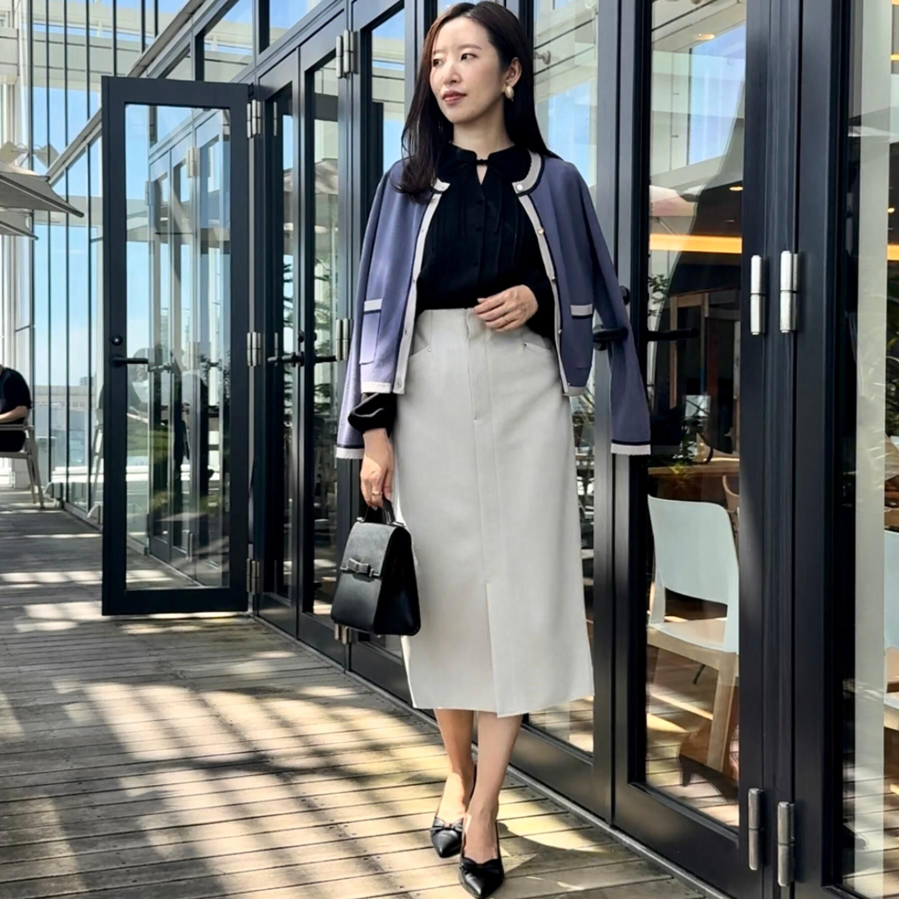 Couture broach「【高見え・通勤・大人可愛い】配色総針スカラカーディガン」|カーディガン|