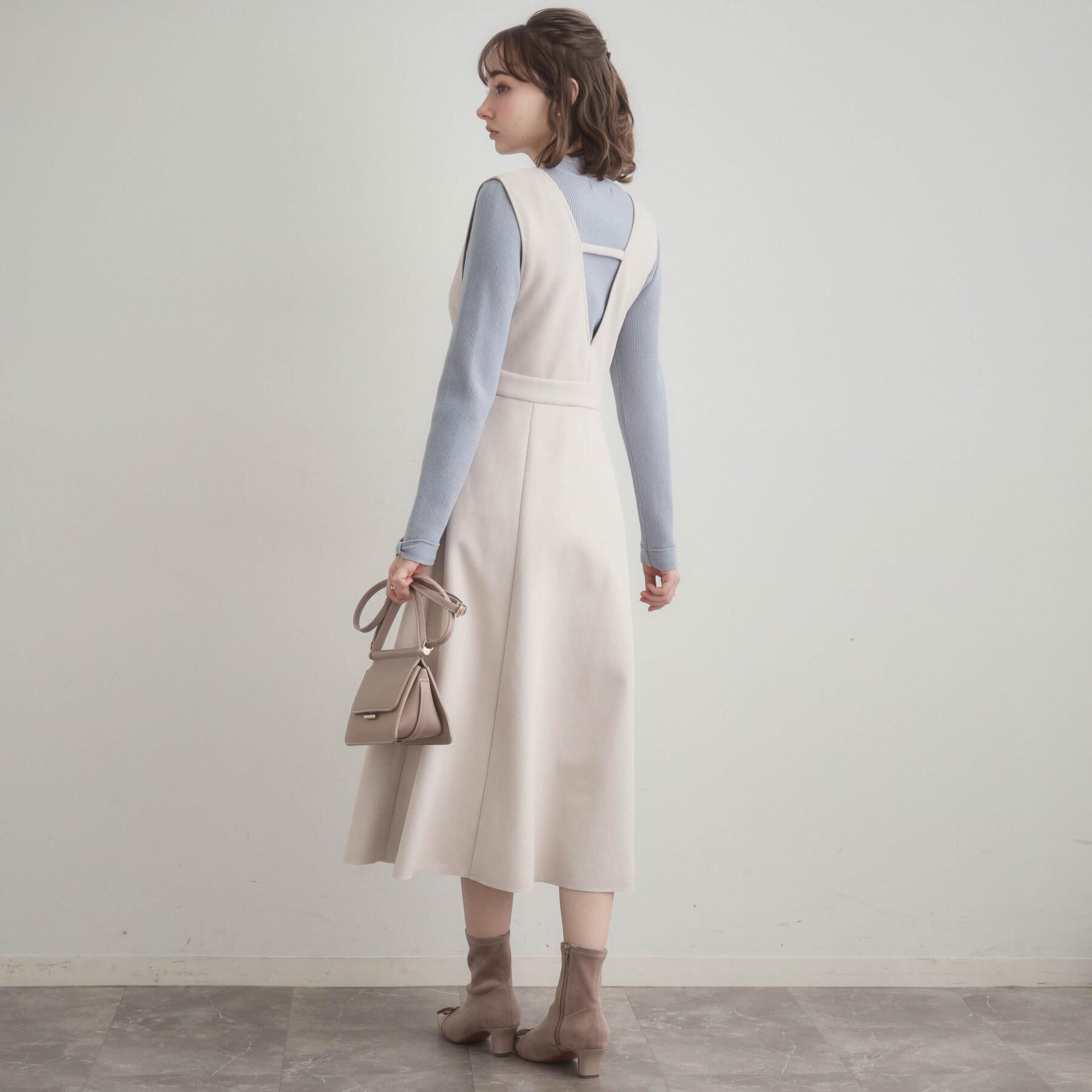 Couture broach「【S-LL/通勤】ビット付き スエード調ダンボールジャンスカ」|ワンピース|