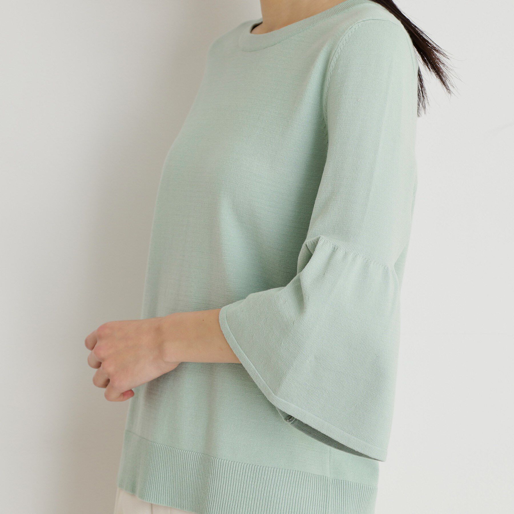 THE SHOP TK「【接触冷感/体型カバー】7分袖フレアニット/洗濯機OK/ＵＶケア」|ニット・セーター|