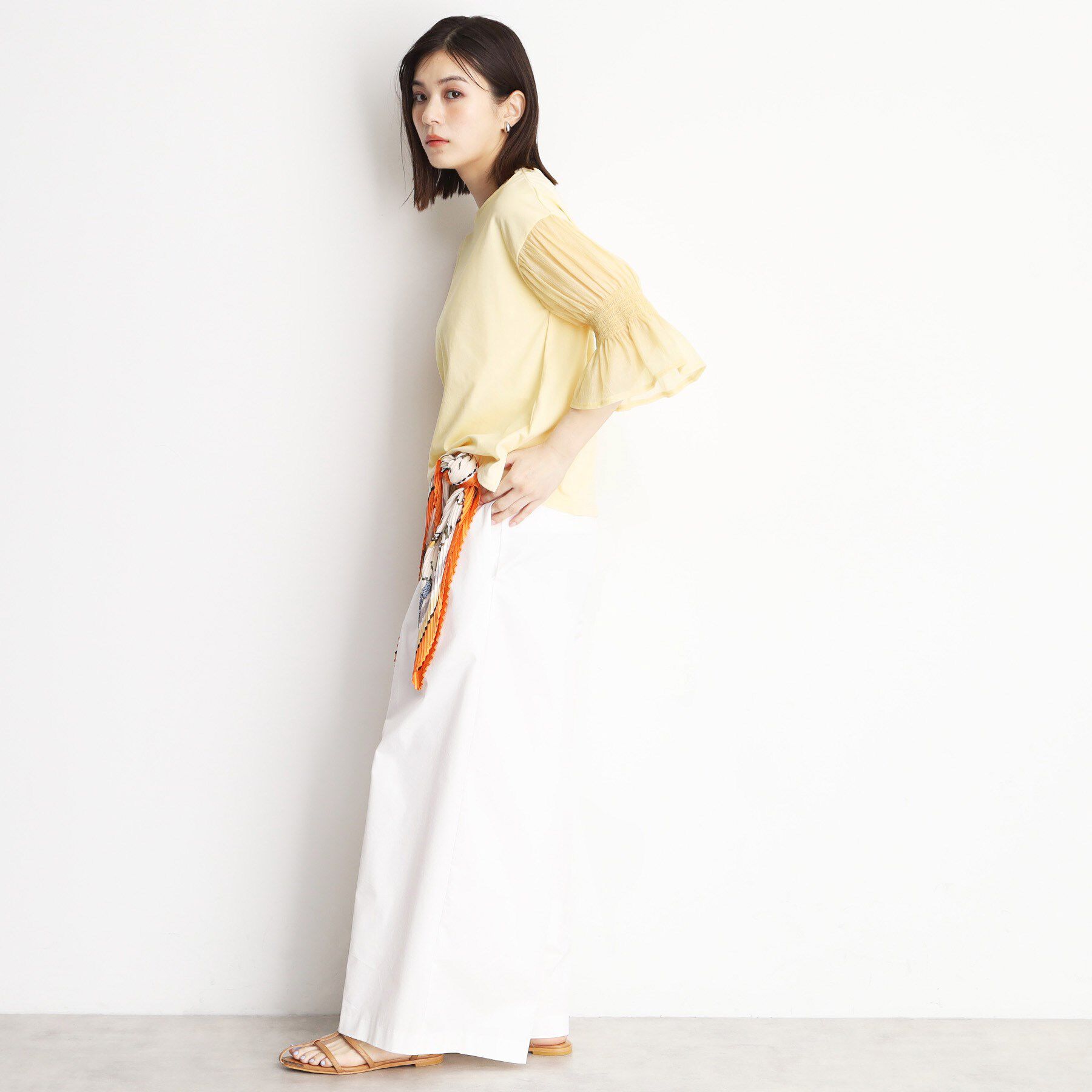 THE SHOP TK「袖シャーリングシアープルオーバー【洗濯機OK】」|Tシャツ・カットソー|