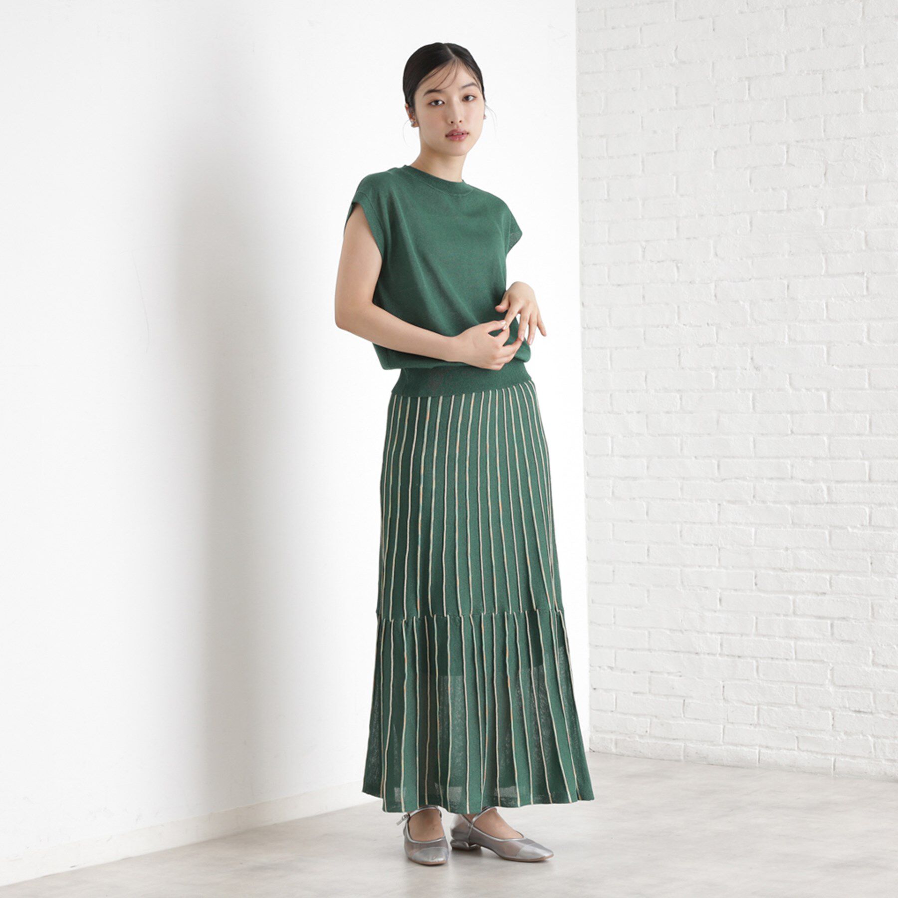 THE SHOP TK「ラメシアーフレンチ袖トップス【セットUP可/洗濯機OK】」|ニット・セーター|