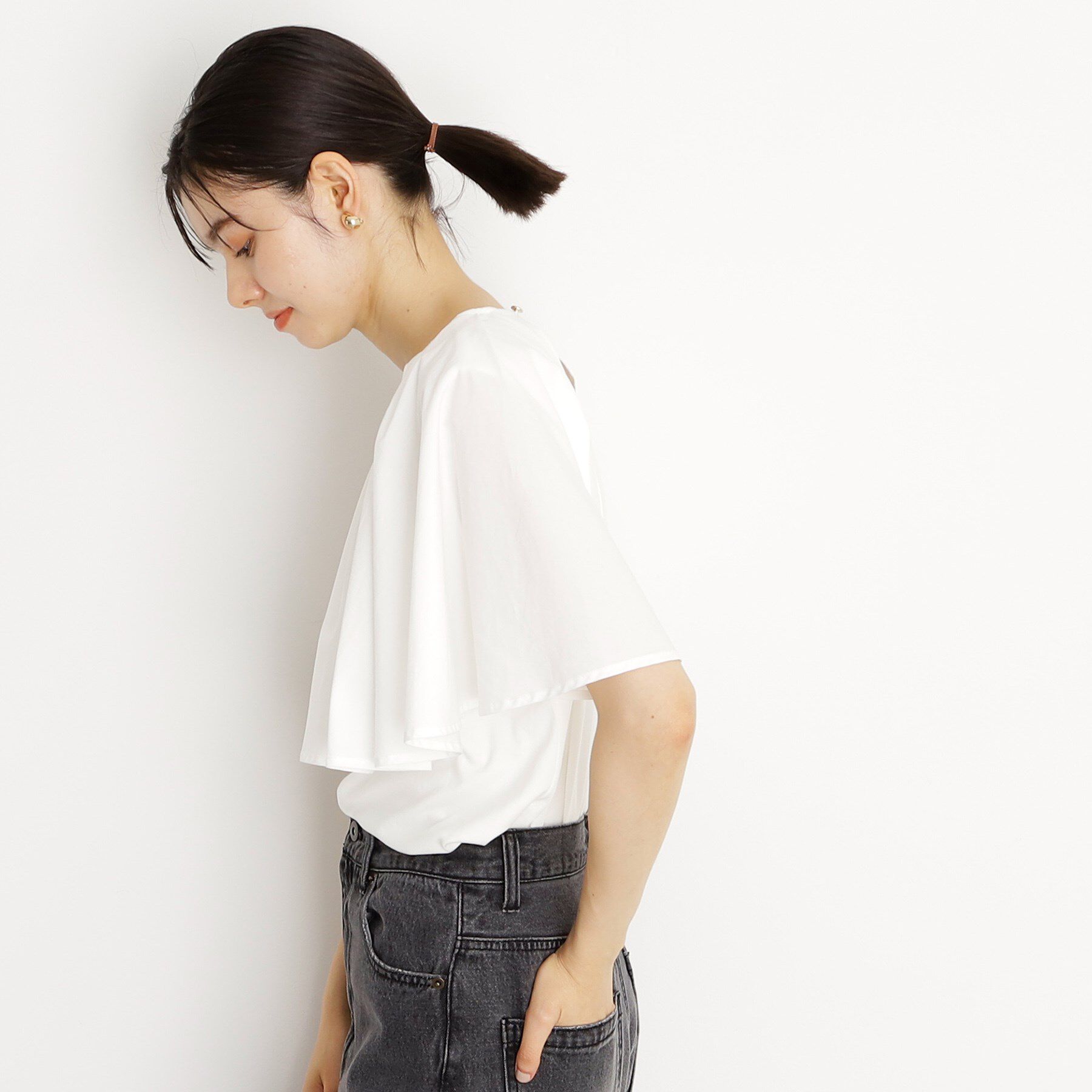 THE SHOP TK「アシメケープ風プルオーバー【接触冷感/洗濯機OK】」|Tシャツ・カットソー|