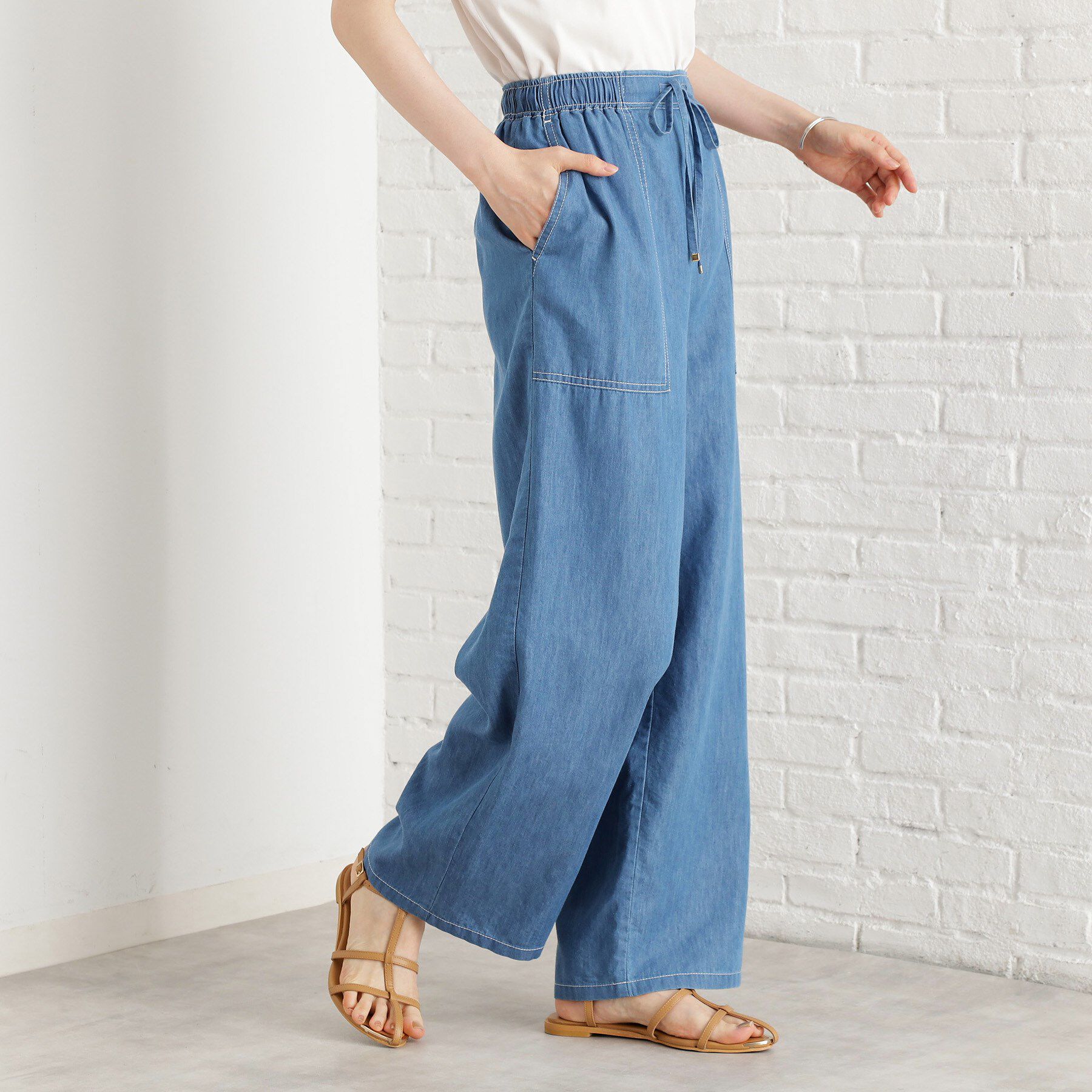 THE SHOP TK「デニムイージーワイドパンツ【洗える】」|その他|