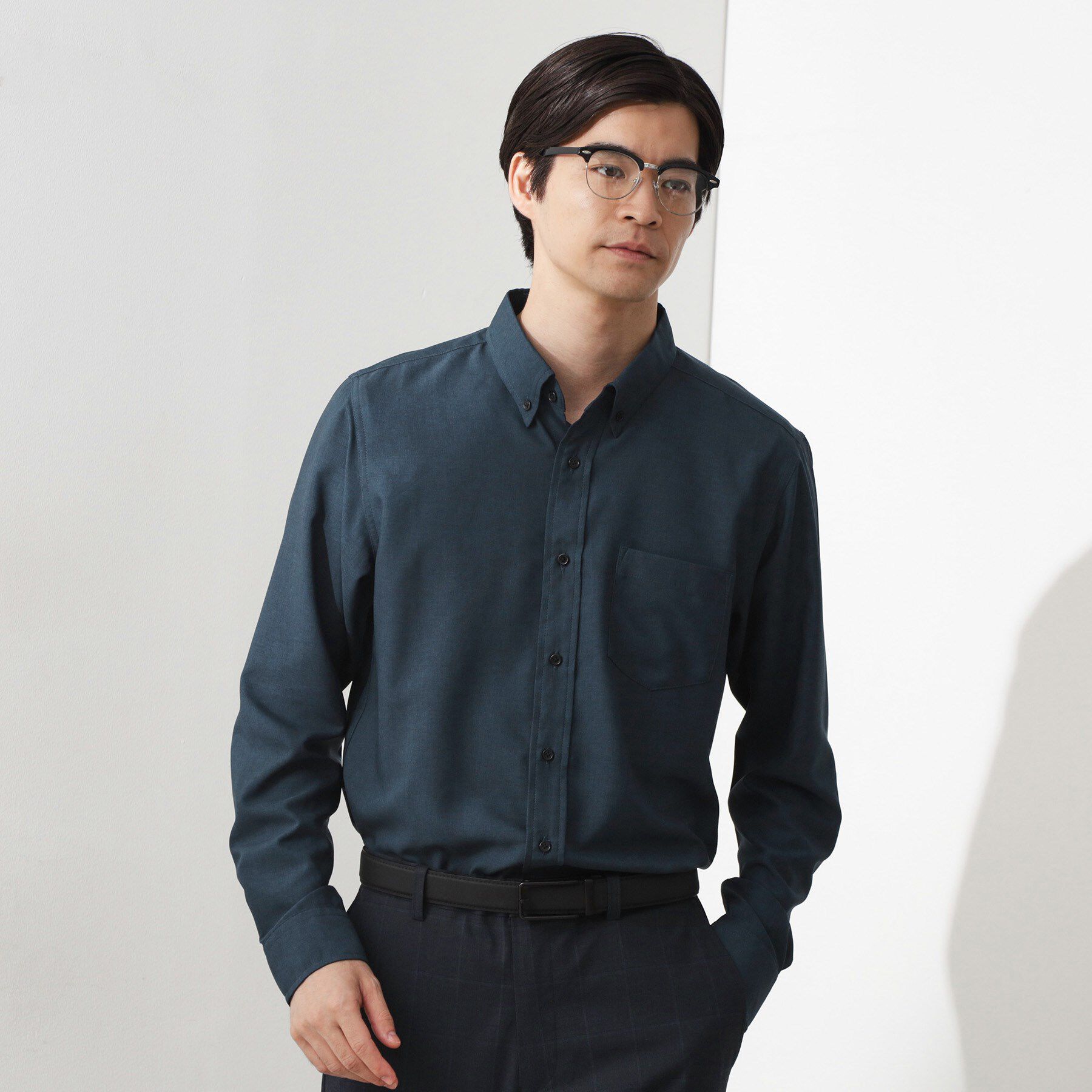 THE SHOP TK「スムースファイバー長袖シャツ 【吸水速乾/UVカット/軽量/イージーケア】」|シャツ・ブラウス|ブルー(093)