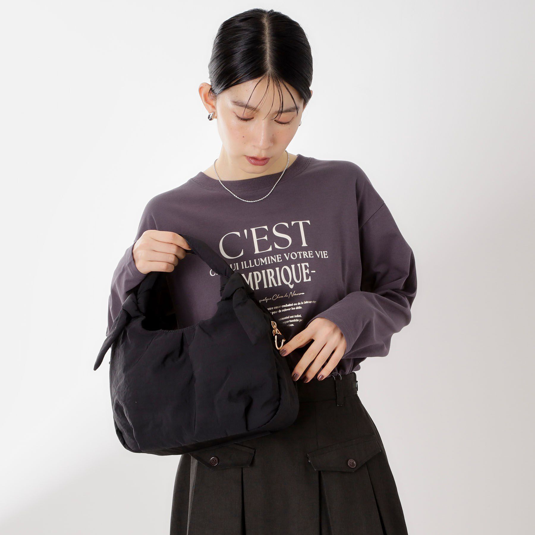 THE SHOP TK「ロゴショルダー付きナイロンミニボストン」|ショルダー・メッセンジャー|ブラック(019)