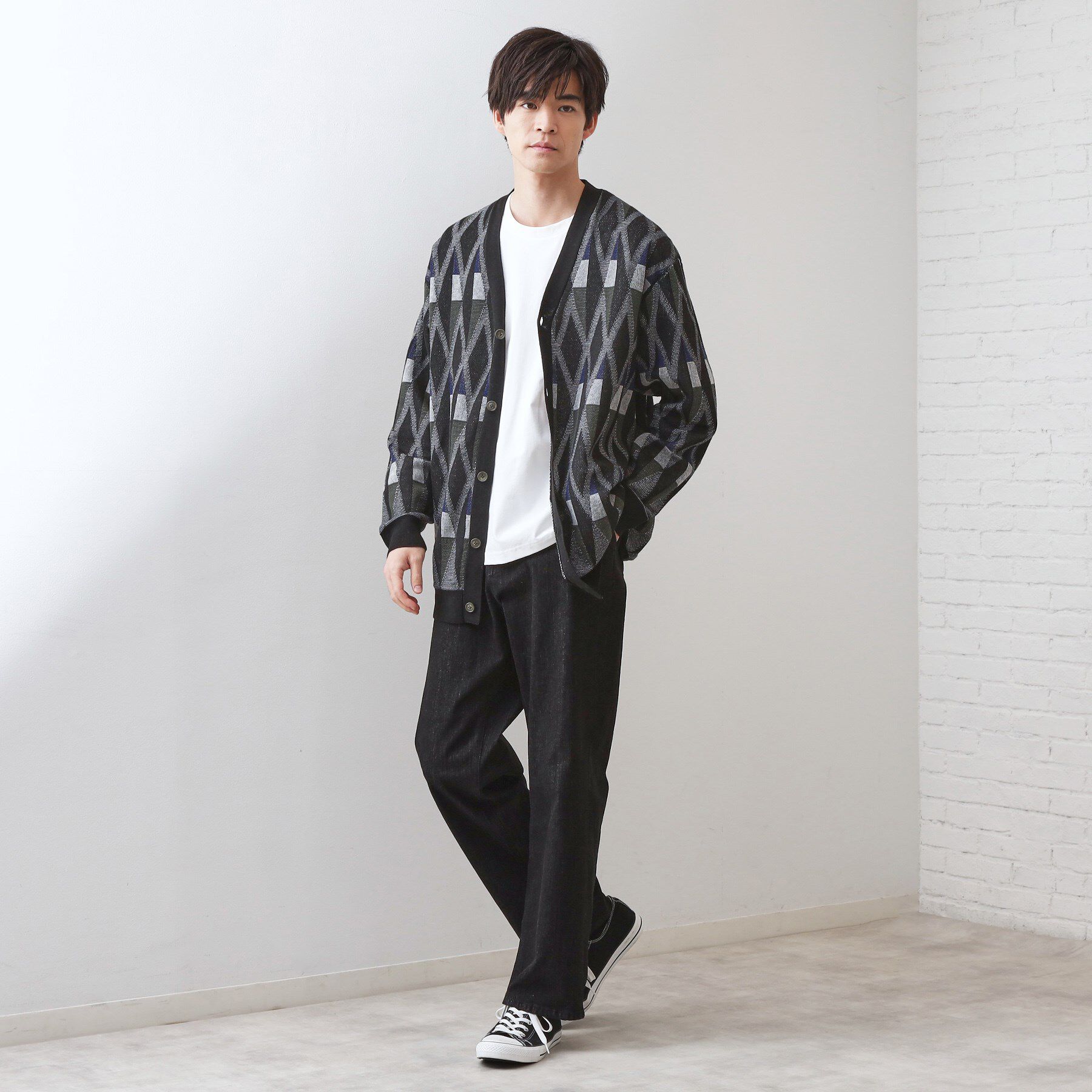 THE SHOP TK「【季節の変わり目に活躍】ニットカーディガン 選べる2デザイン(柄&無地)/洗濯機OK」|カーディガン|