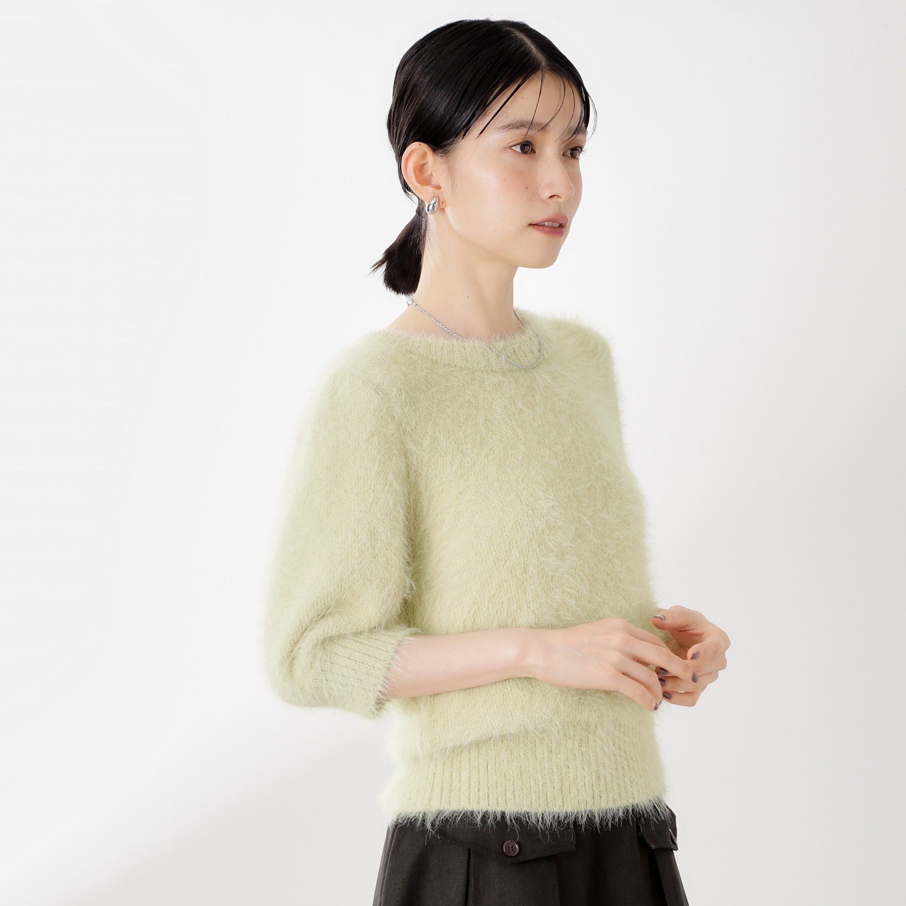 THE SHOP TK「【大人の魅力引き出す】5分袖フェザーニット/洗える」|ニット・セーター|
