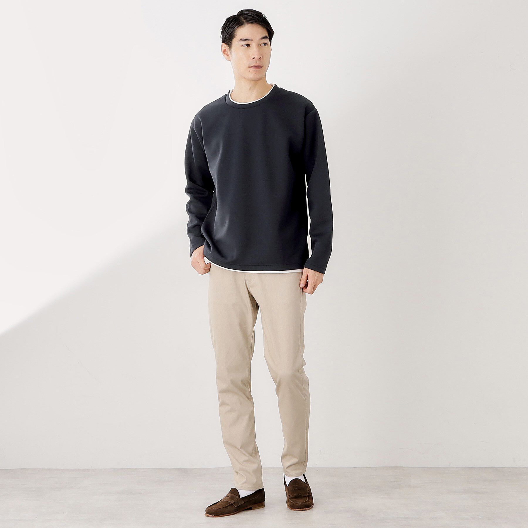 THE SHOP TK「【ラクして決まる！】レイヤード風長袖Tシャツ 洗濯機OK」|Tシャツ・カットソー|